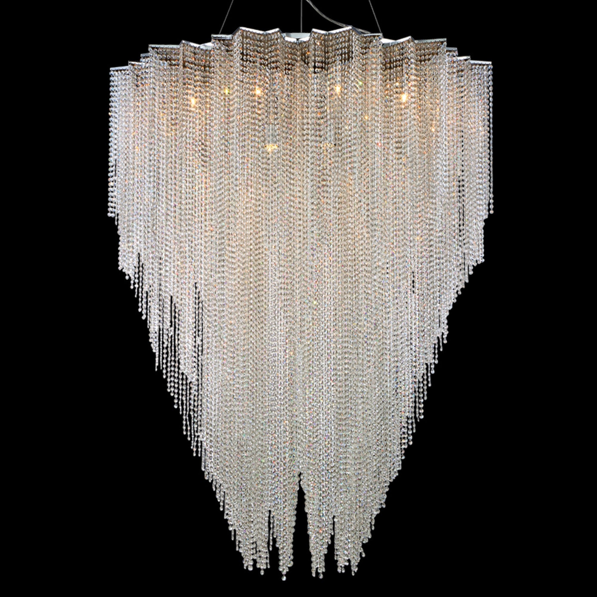 Cohen 24-Light 67" Grand Chandelier, Chrome Finish with Crystals - Bees Lighting