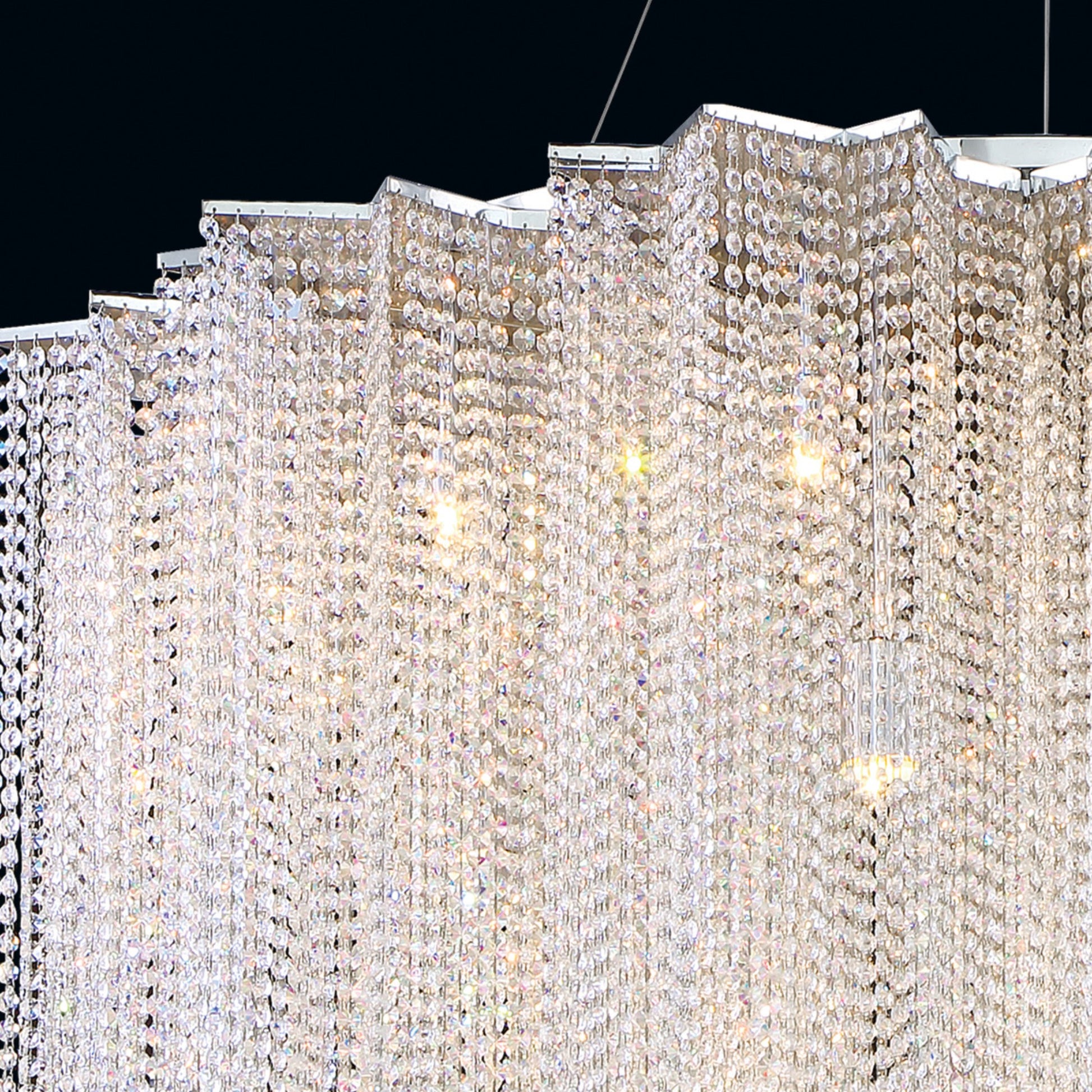 Cohen 24-Light 67" Grand Chandelier, Chrome Finish with Crystals - Bees Lighting