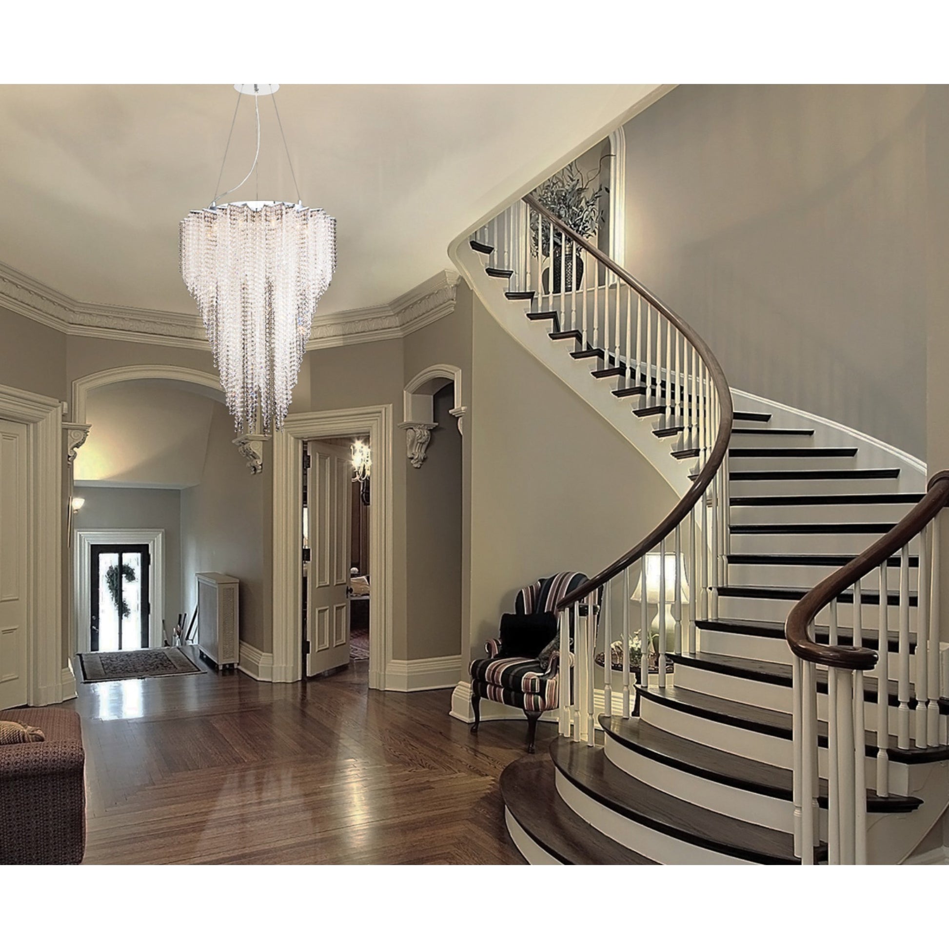 Cohen 24-Light 67" Grand Chandelier, Chrome Finish with Crystals - Bees Lighting