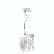 Rossi 10" Rectangular Pendant, Chrome Finish with Crystals - Bees Lighting