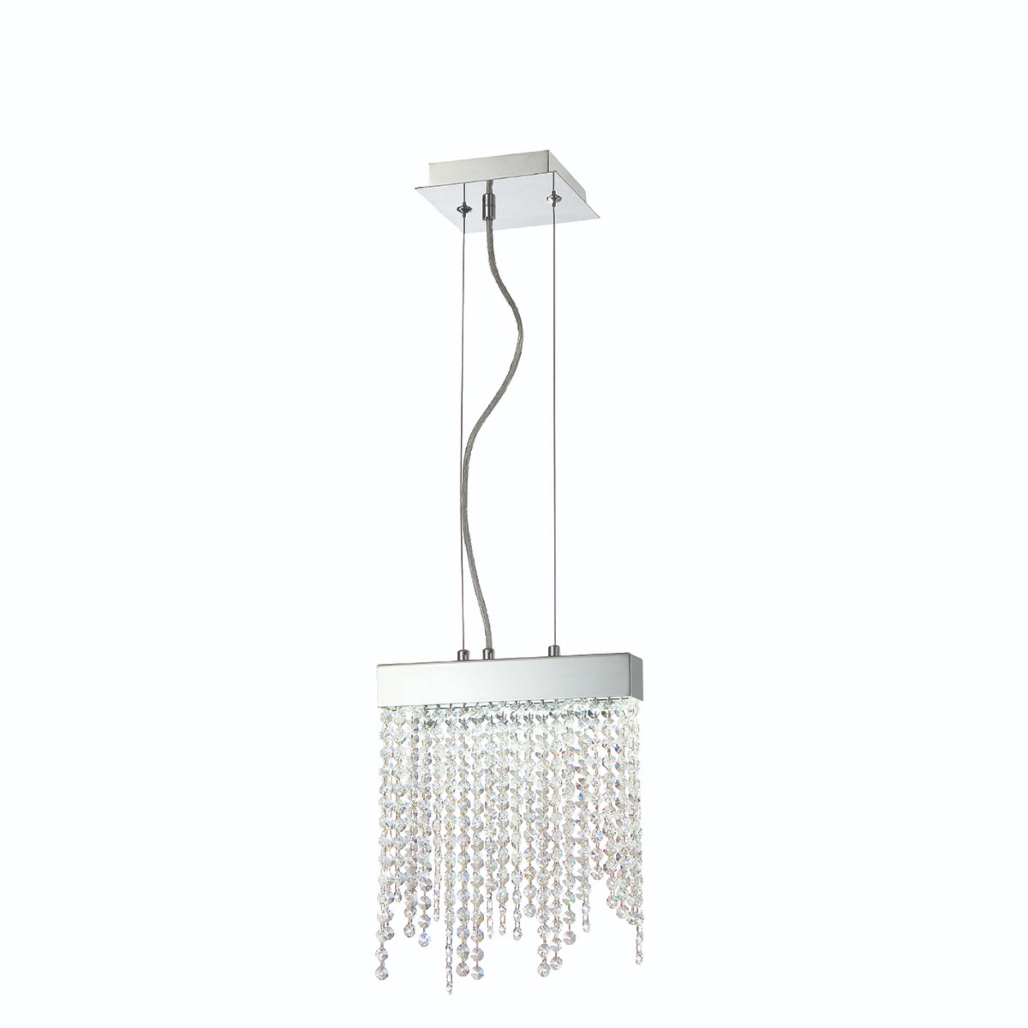 Rossi 10" Rectangular Pendant, Chrome Finish with Crystals - Bees Lighting