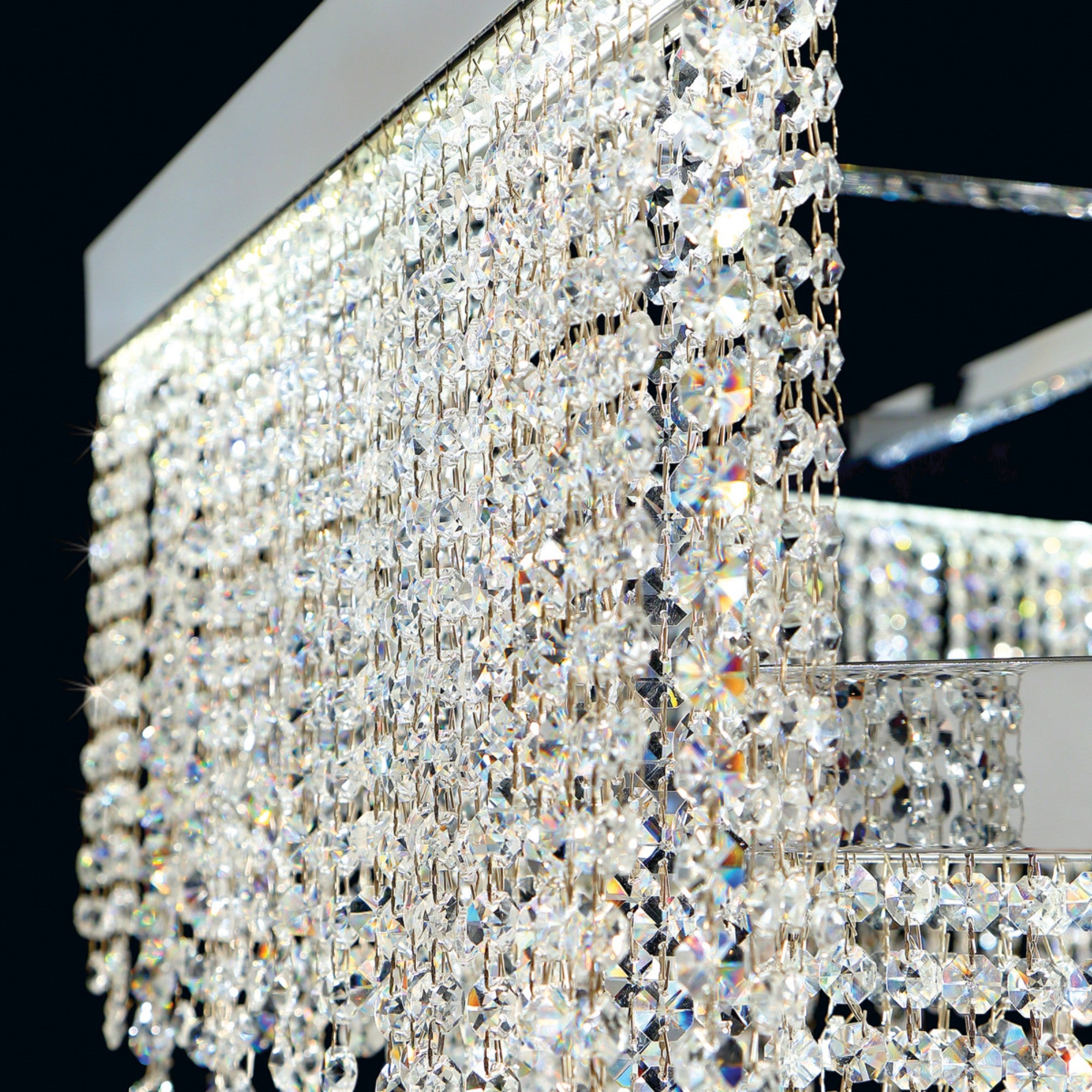 Rossi 10-Light 51" LED Linear Chandelier, Chrome Finish with Crystals - Bees Lighting