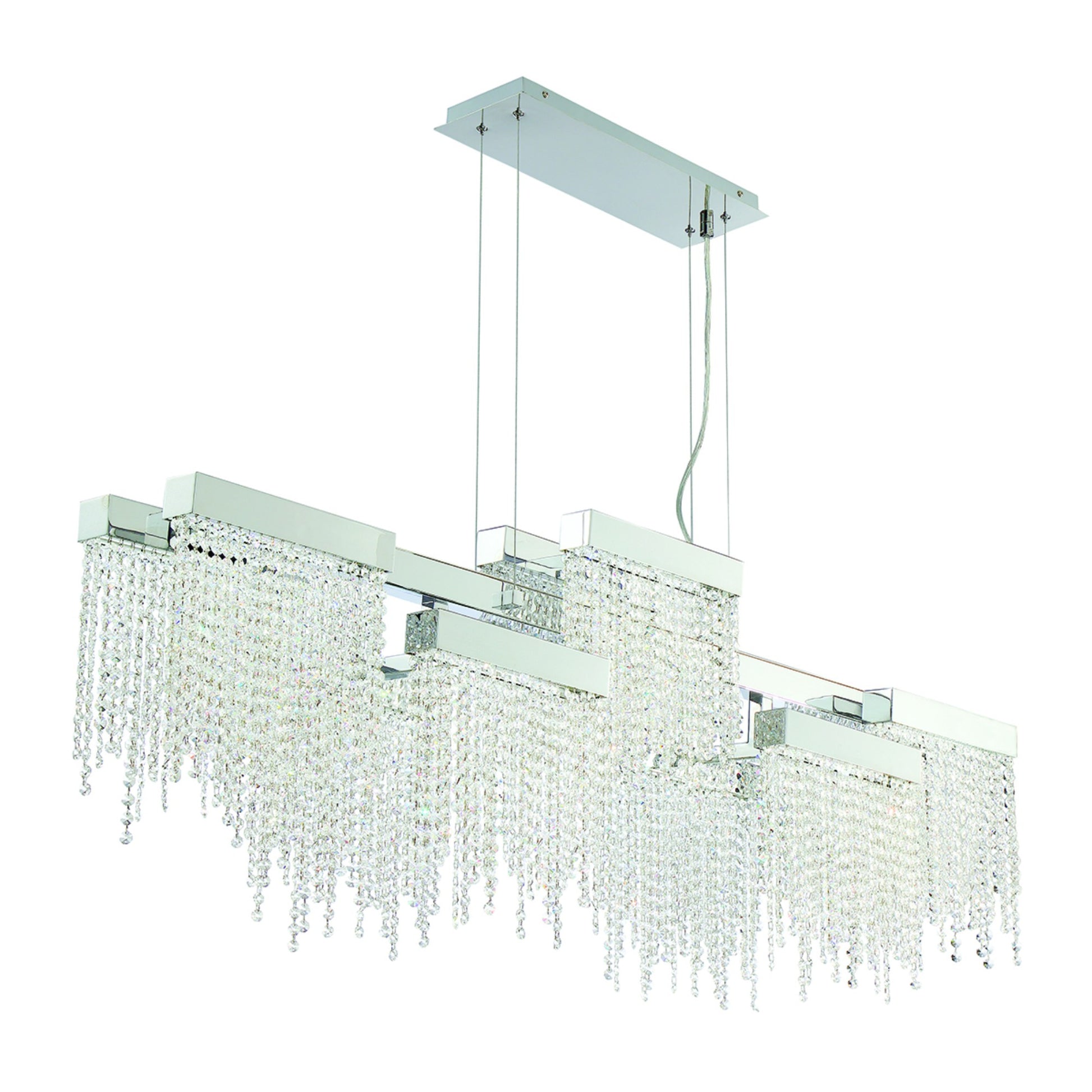 Rossi 10-Light 51" LED Linear Chandelier, Chrome Finish with Crystals - Bees Lighting