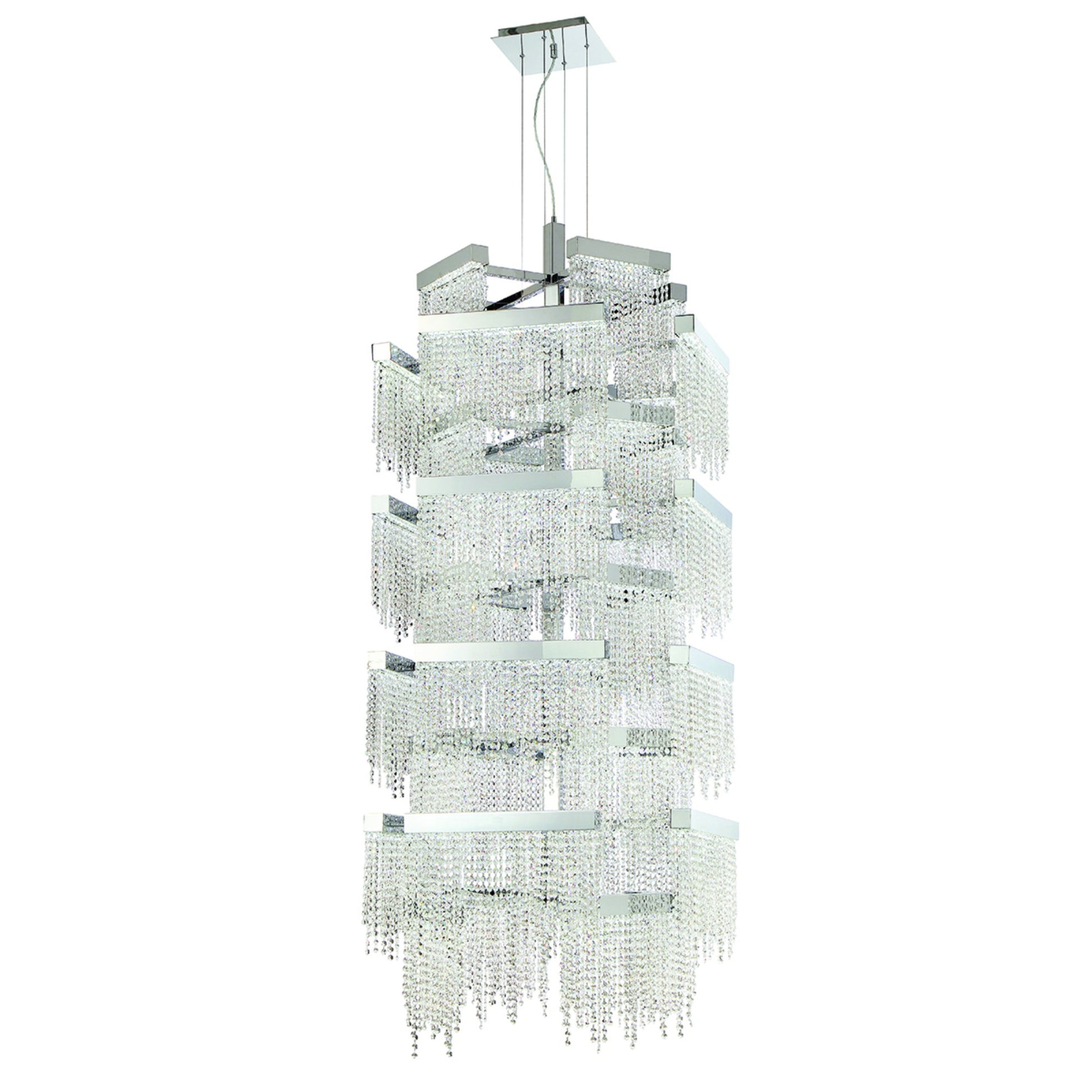Rossi 36-Light 70" LED Grand Chandelier, Chrome Finish with Crystals - Bees Lighting