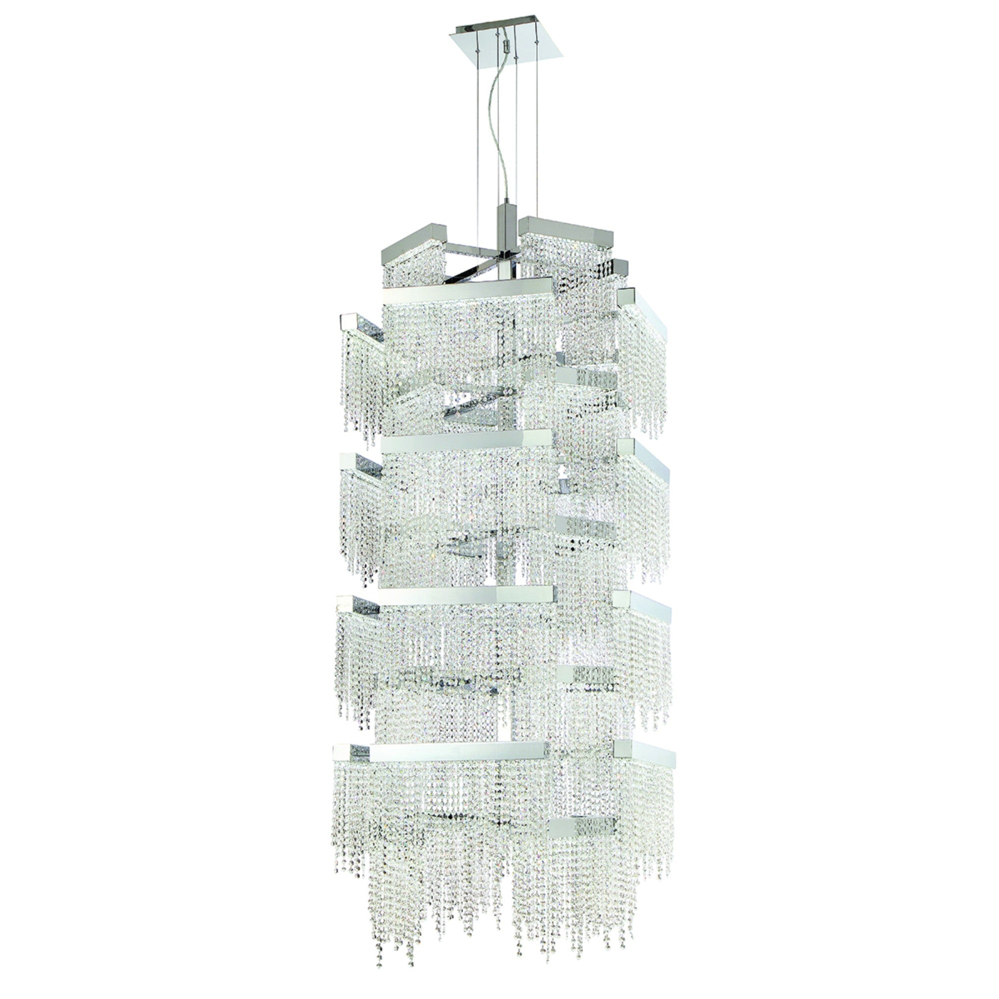 Rossi 36-Light 70" LED Grand Chandelier, Chrome Finish with Crystals - Bees Lighting