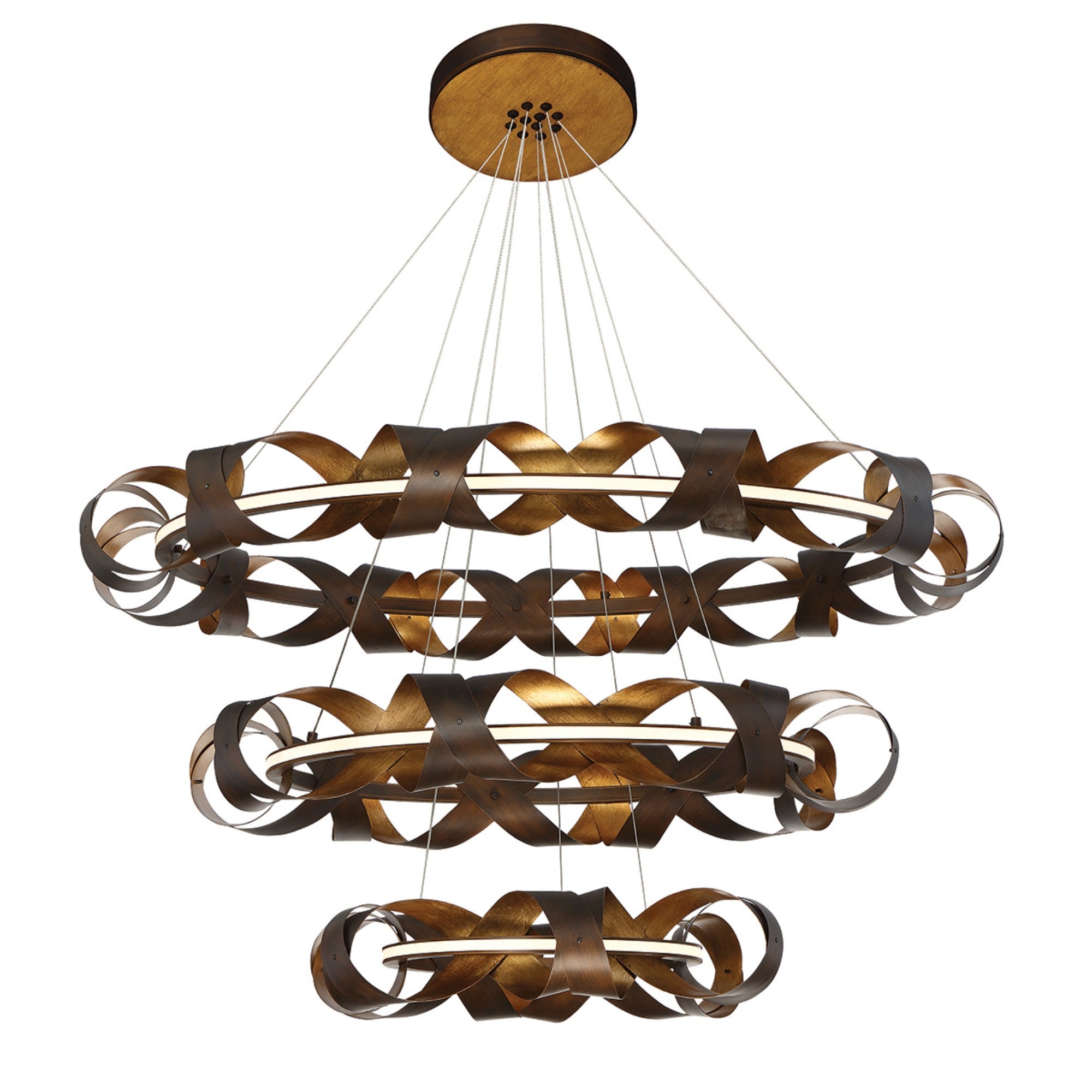 Banderia 3-Tiers 44" LED Grand Chandelier, Bronze & Gold Finish - Bees Lighting