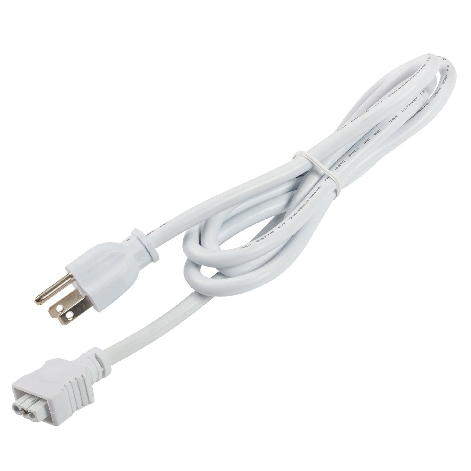 5ft 3-Prong Cord for 6U Under cabinet lights, White - Bees Lighting
