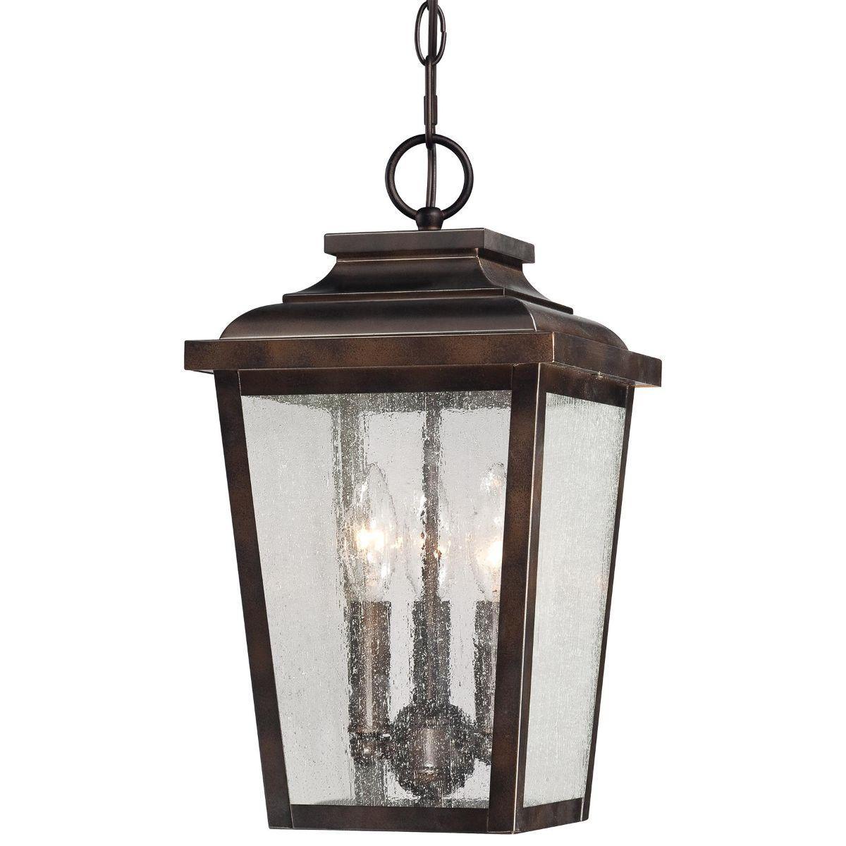 Irvington Manor 3 lights 9 in. Outdoor Hanging Lantern Bronze finish