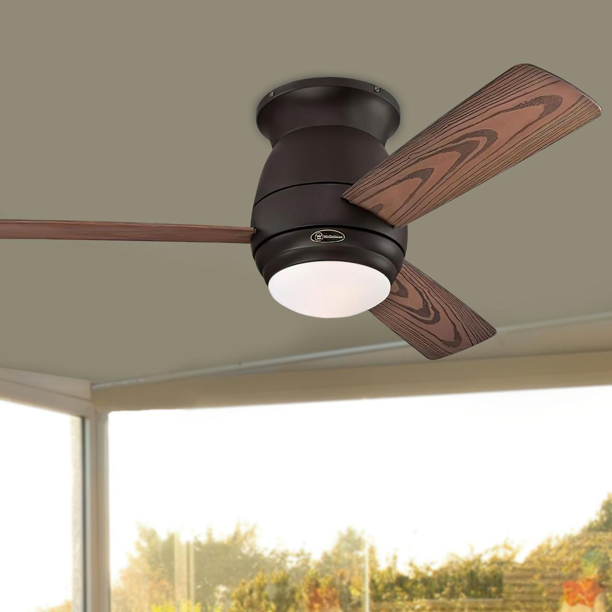 Halley 44 Inch Modern Outdoor Hugger Ceiling Fan With Light And Remote - Bees Lighting