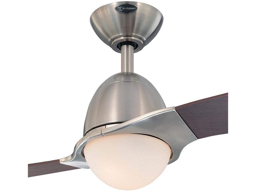 Solana 48 Inch 2 Blades Propeller Ceiling Fan With Light And Remote, Brushed Nickel Finish