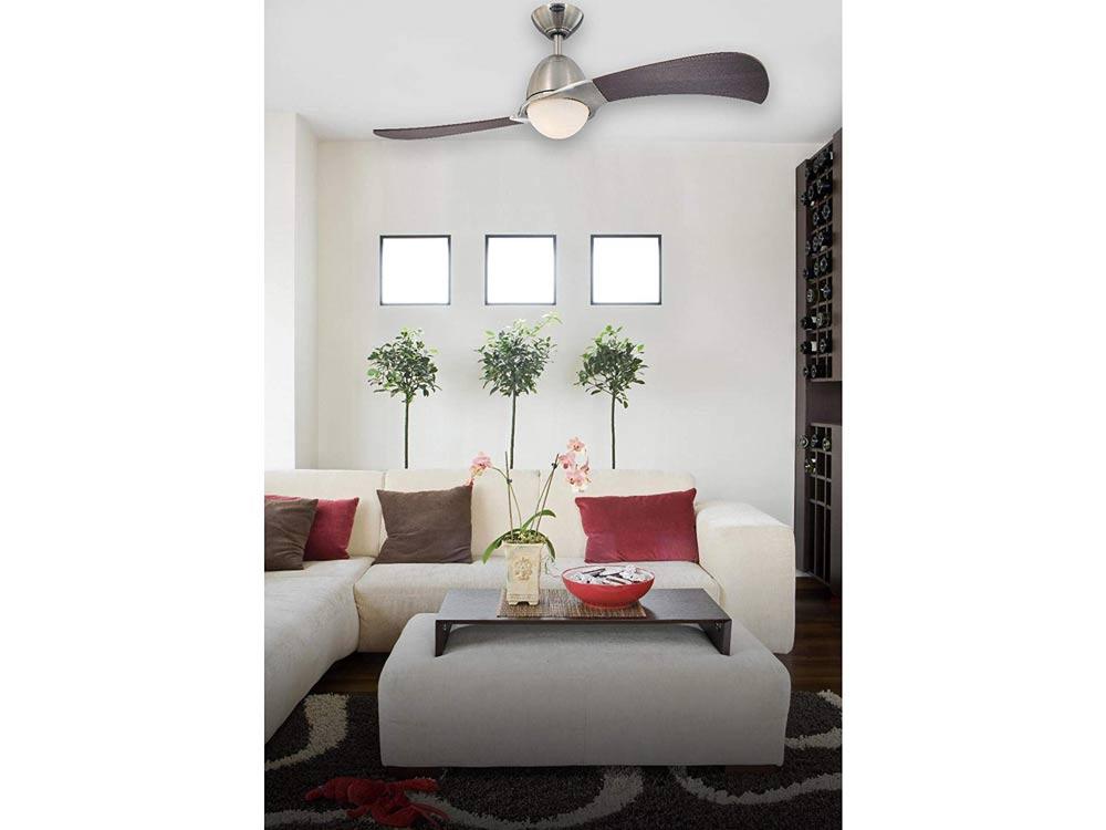 Solana 48 Inch 2 Blades Propeller Ceiling Fan With Light And Remote, Brushed Nickel Finish - Bees Lighting
