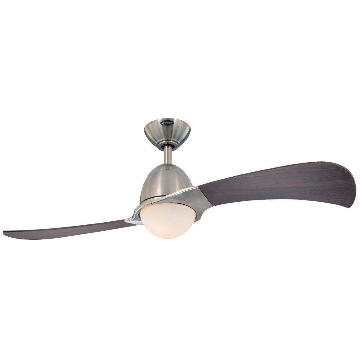 Solana 48 Inch 2 Blades Propeller Ceiling Fan With Light And Remote, Brushed Nickel Finish