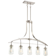 Poleis 39" 5-Light Island Light, Brushed Nickel Finish - Bees Lighting