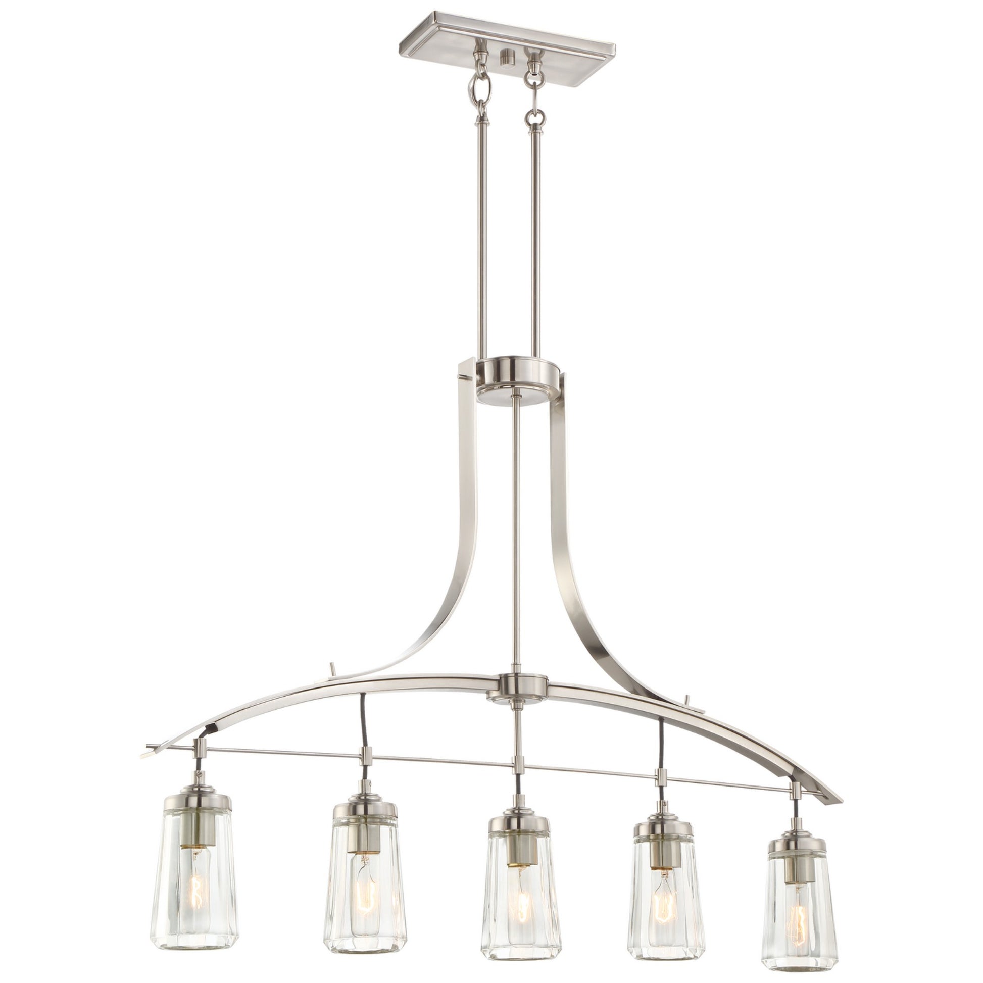 Poleis 39" 5-Light Island Light, Brushed Nickel Finish - Bees Lighting