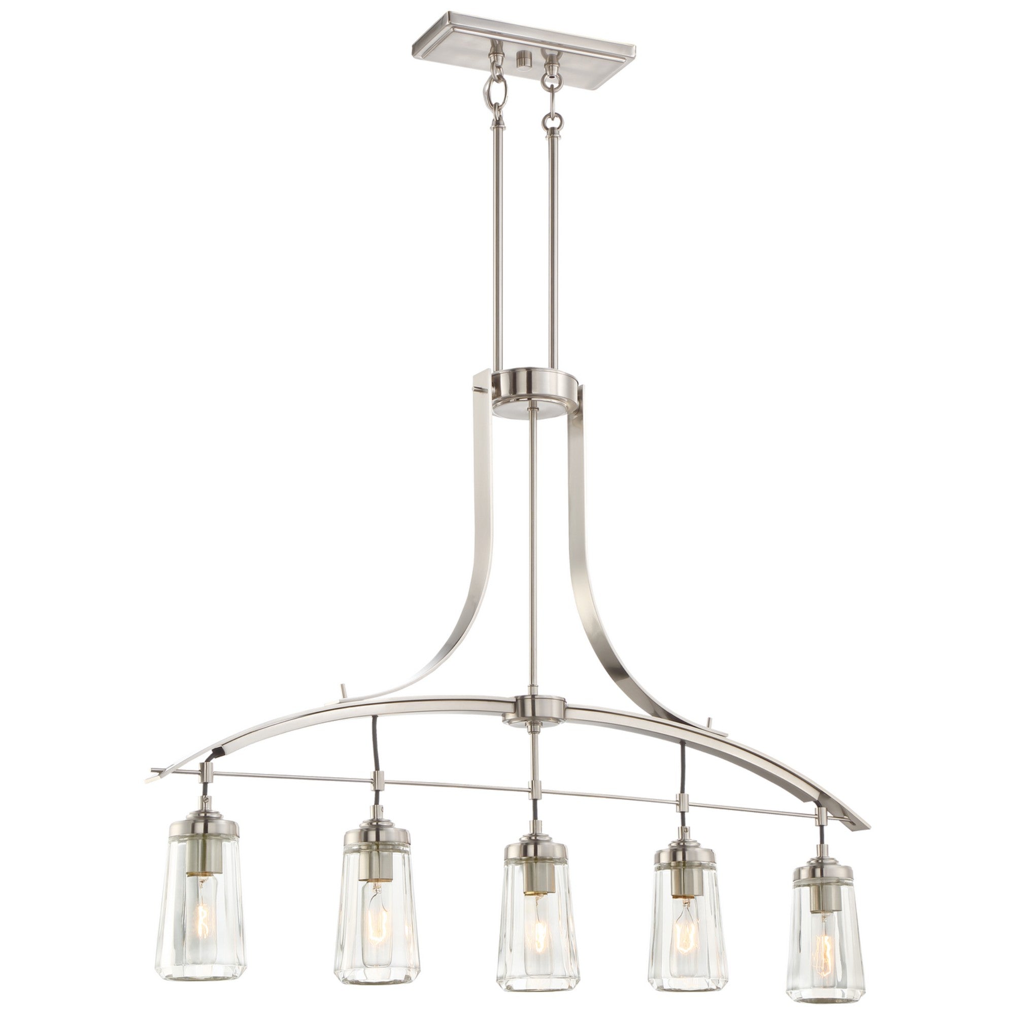 Poleis 39" 5-Light Island Light, Brushed Nickel Finish - Bees Lighting