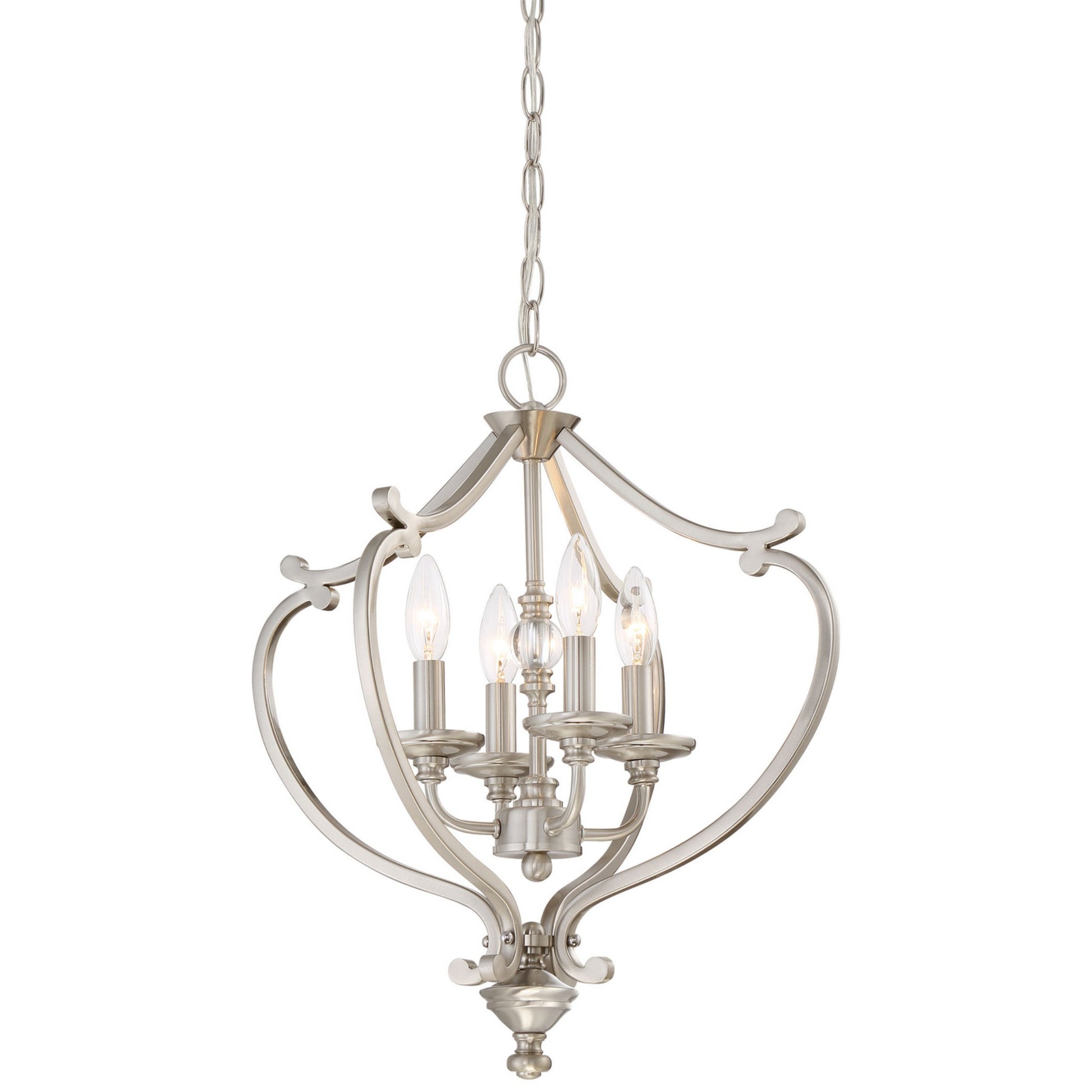 Savannah Row 21" 4-Light Semi-Flush Convertible Pendant, Brushed Nickel Finish - Bees Lighting