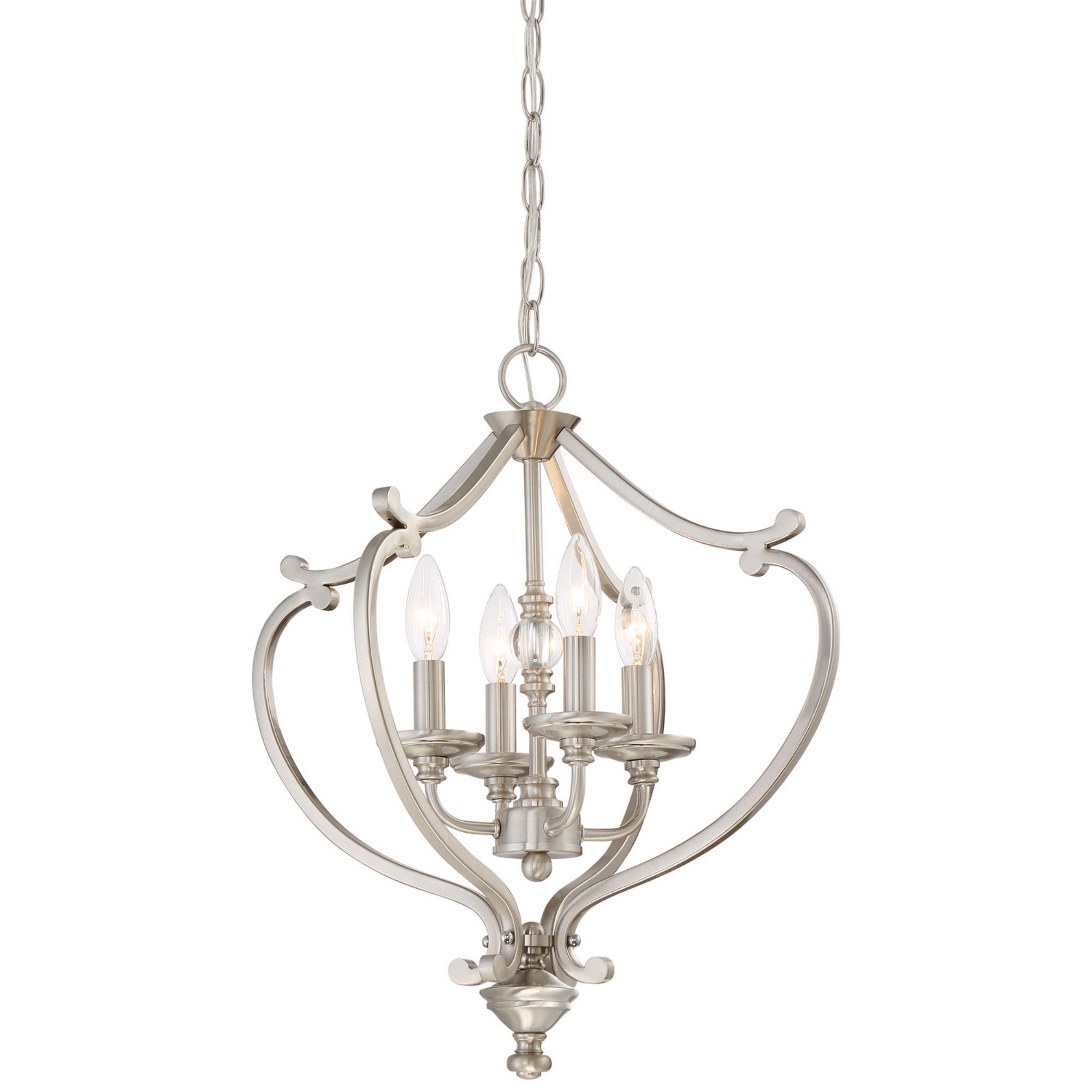 Savannah Row 21" 4-Light Semi-Flush Convertible Pendant, Brushed Nickel Finish - Bees Lighting