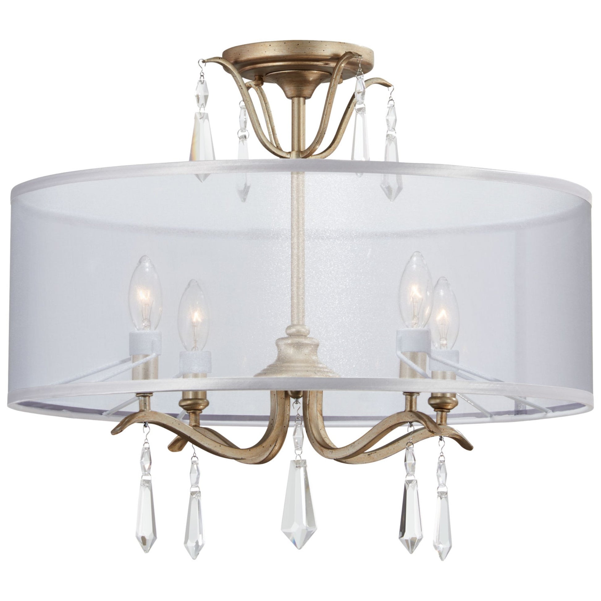 Laurel Estate 20" 4-Light Semi-Flush Mount, Brio Gold Finish - Bees Lighting