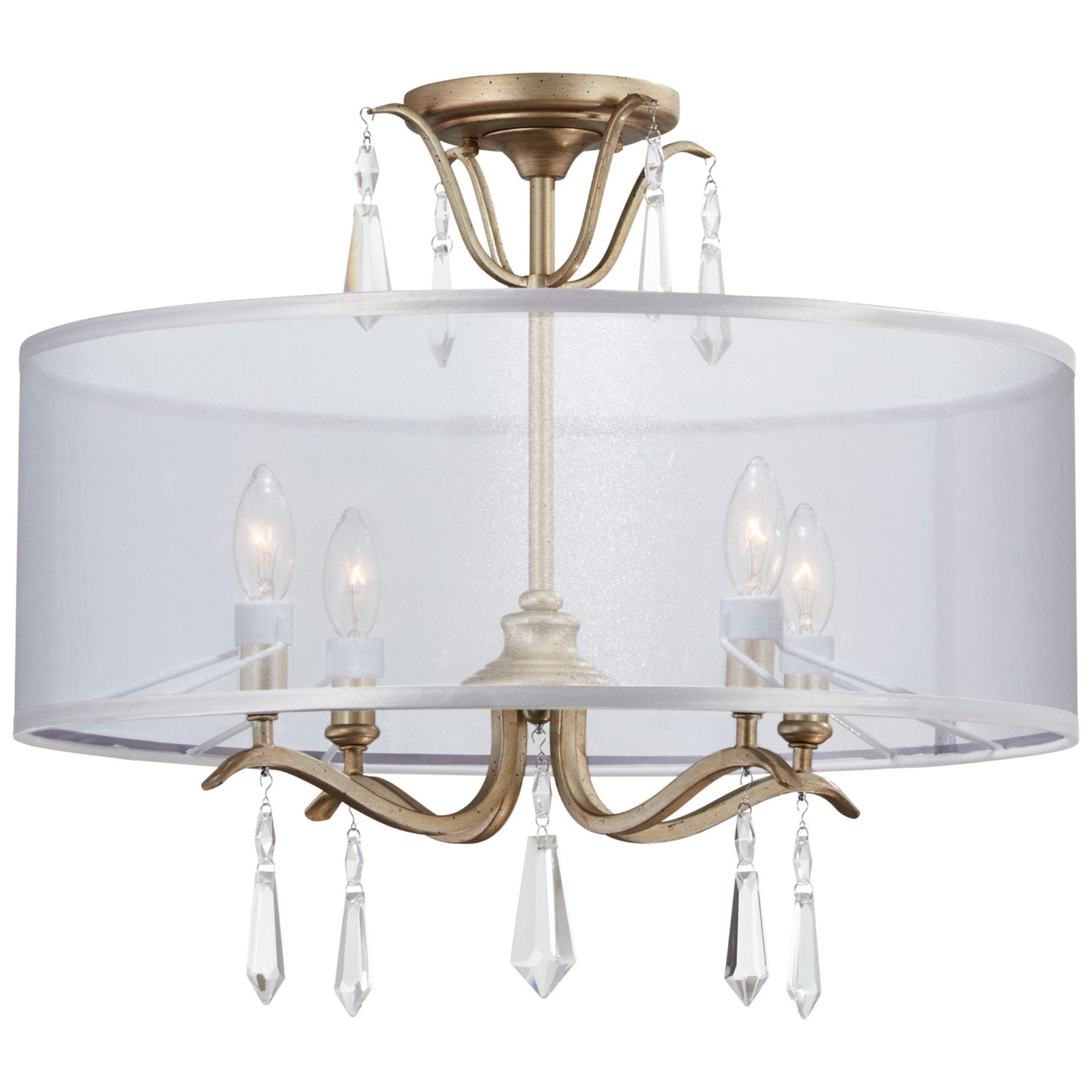 Laurel Estate 20" 4-Light Semi-Flush Mount, Brio Gold Finish - Bees Lighting