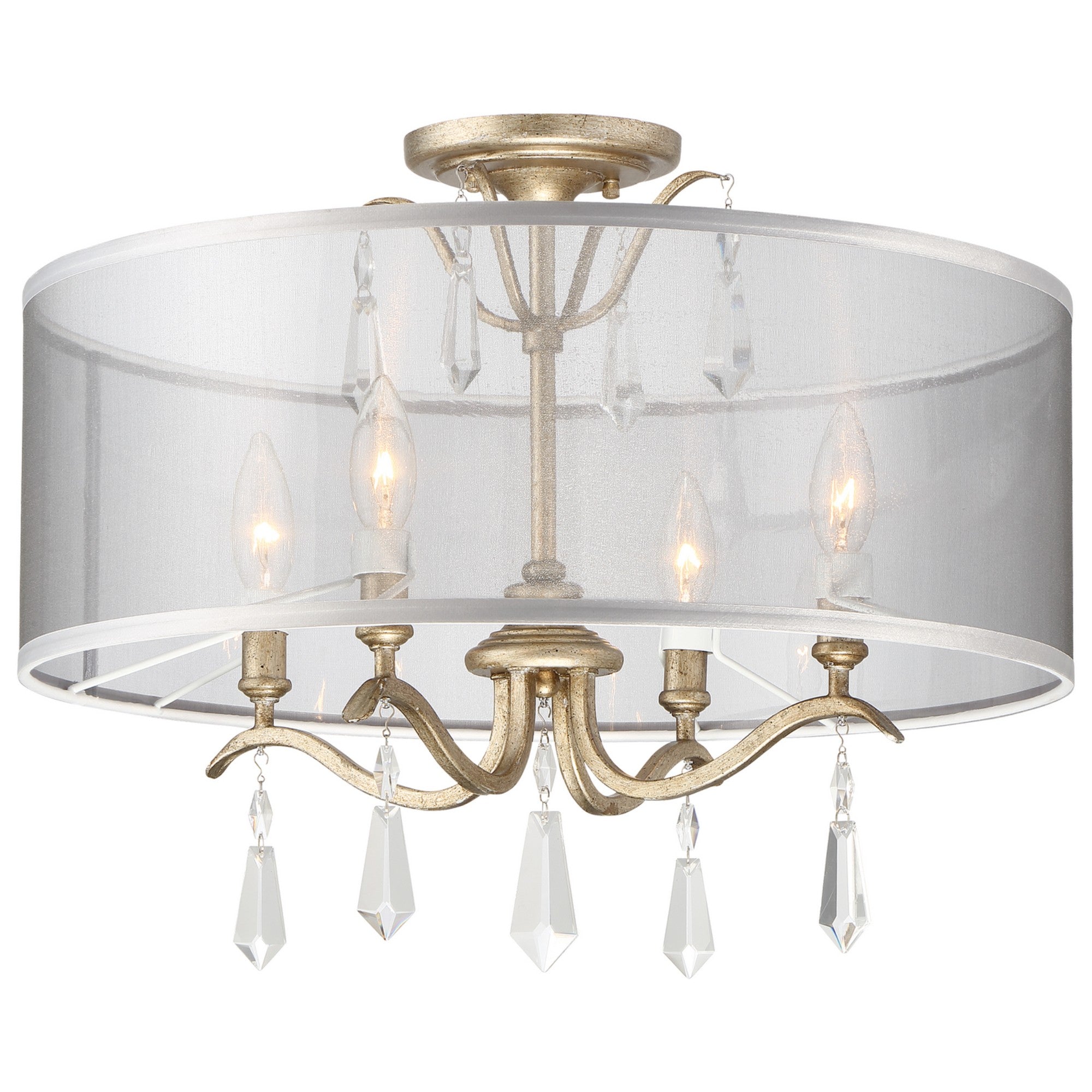 Laurel Estate 20" 4-Light Semi-Flush Mount, Brio Gold Finish - Bees Lighting