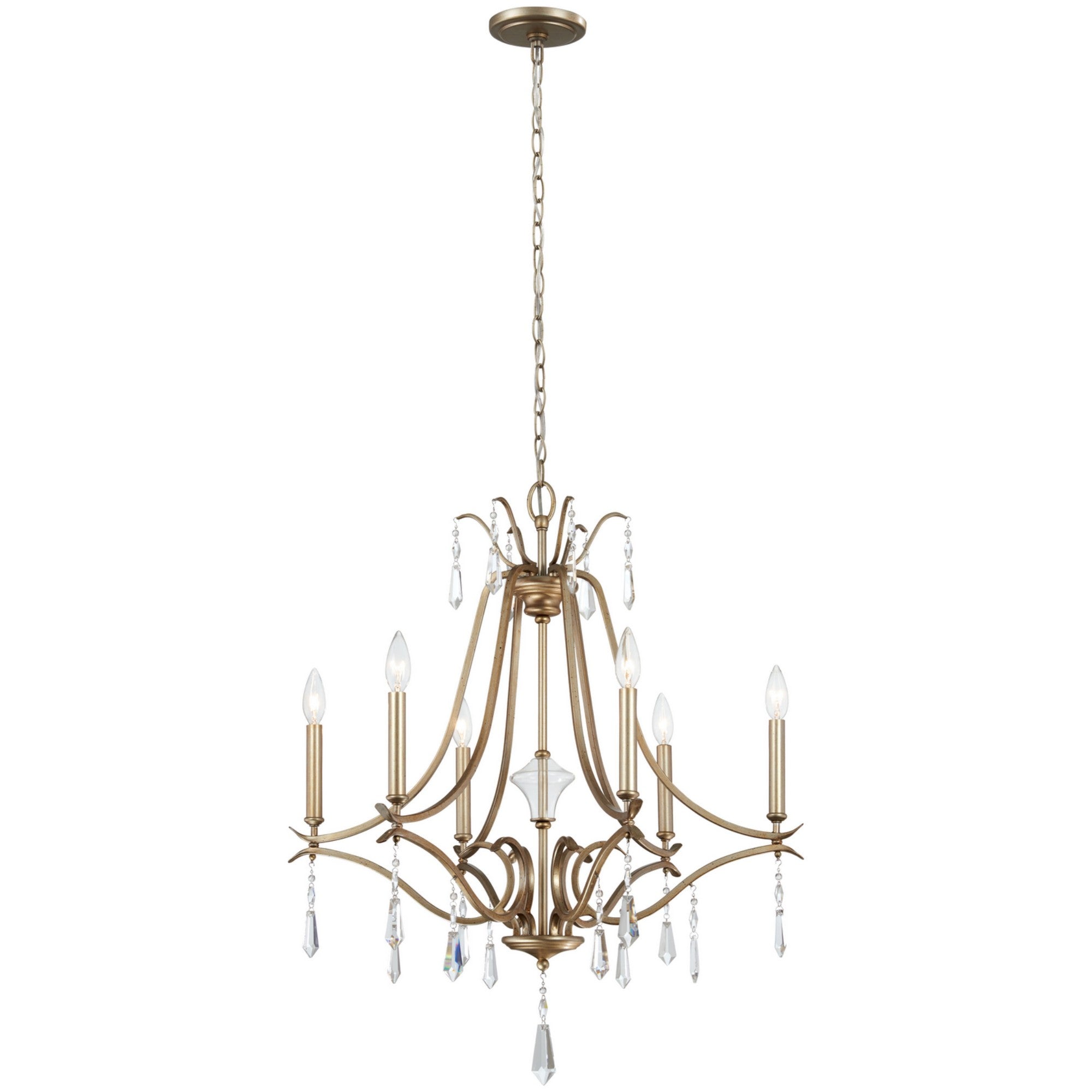 Laurel Estate 32" 6-Light Chandelier, Brio Gold Finish - Bees Lighting