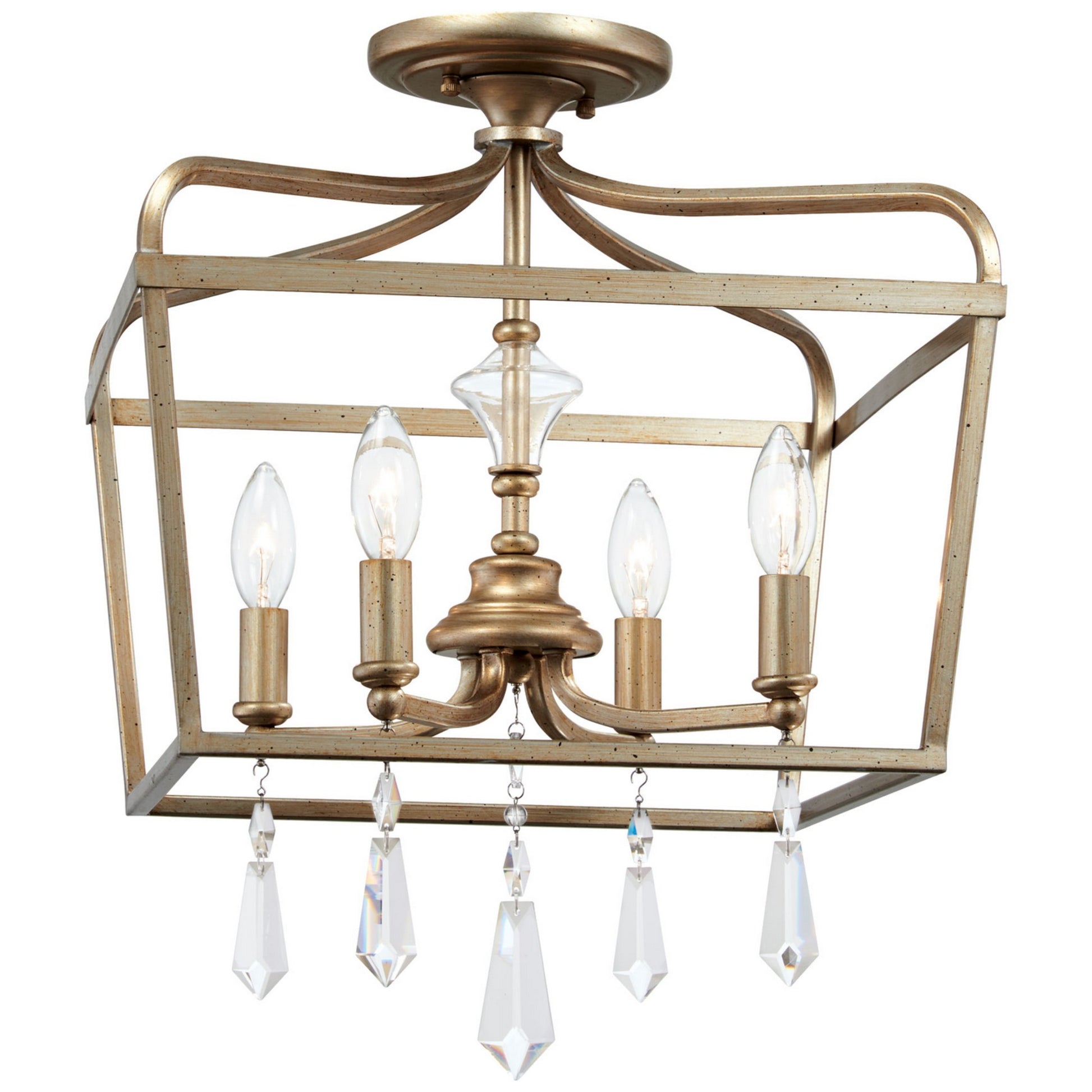 Laurel Estate 19" 4-Light Foyer Semi-Flush/Pendant, Brio Gold Finish - Bees Lighting