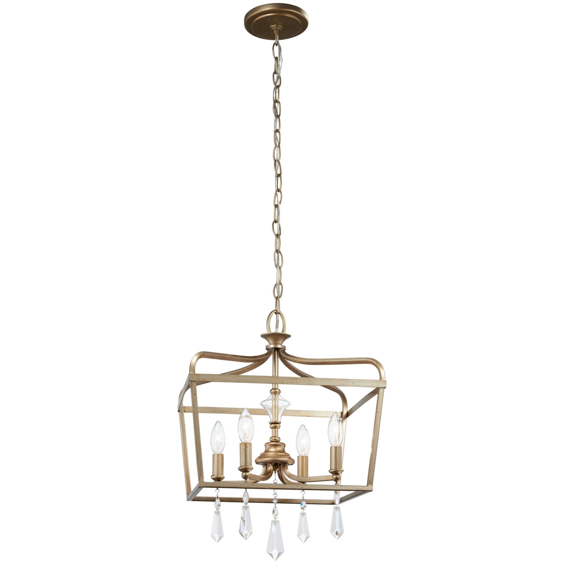 Laurel Estate 19" 4-Light Foyer Semi-Flush/Pendant, Brio Gold Finish - Bees Lighting