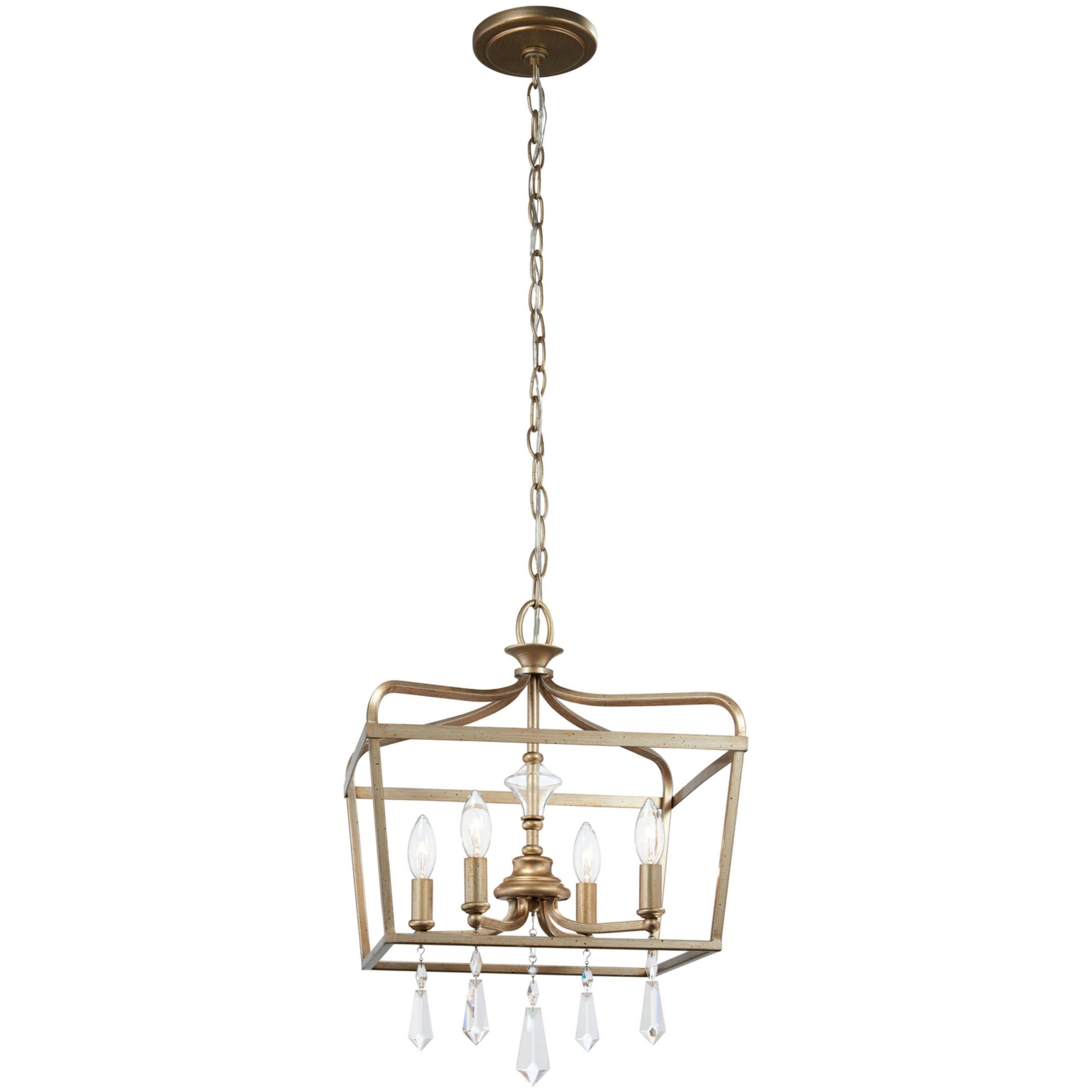 Laurel Estate 19" 4-Light Foyer Semi-Flush/Pendant, Brio Gold Finish - Bees Lighting