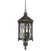 Bexley Manor 11" 4-Light Outdoor Chain Hung, Coal & Gold Highlights - Bees Lighting