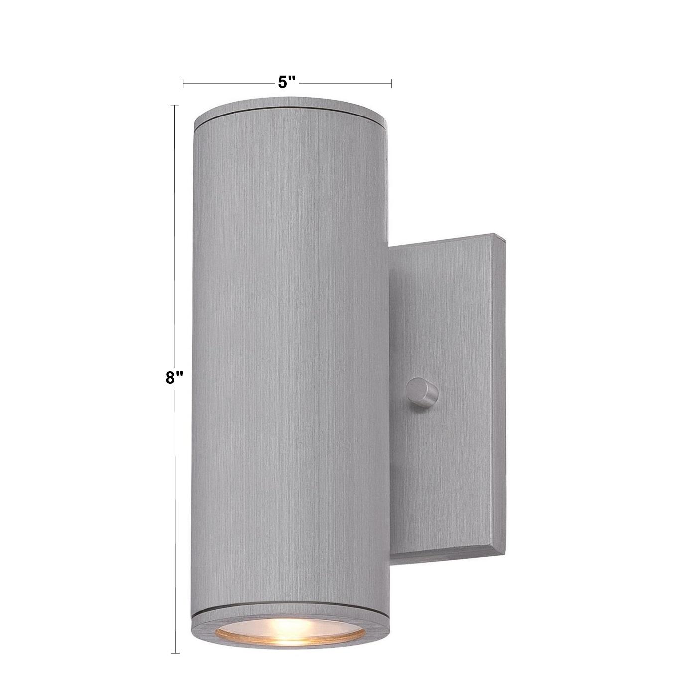 Skyline 8 In LED Outdoor Cylinder Wall Light 3000K Brushed Aluminum Finish - Bees Lighting