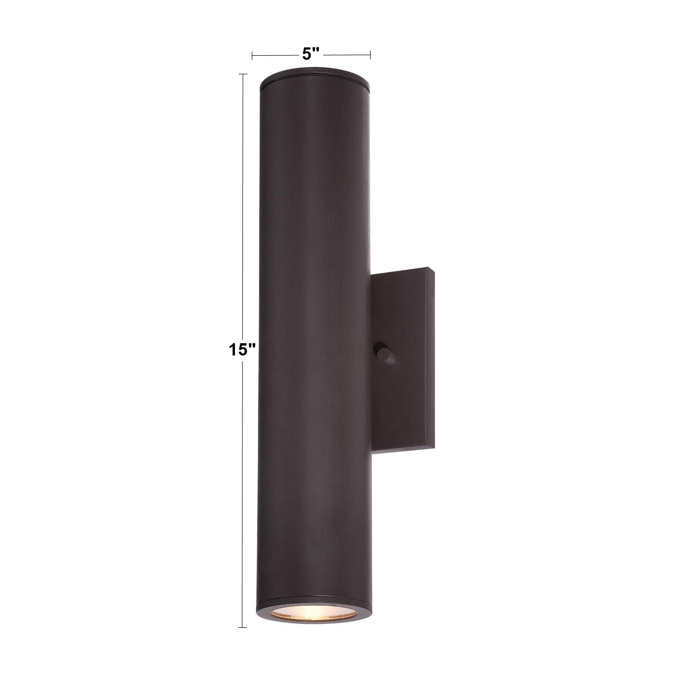 Skyline 15 In 2 Lights LED Outdoor Cylinder Wall Light Up/Down Light 3000K Bronze Finish - Bees Lighting