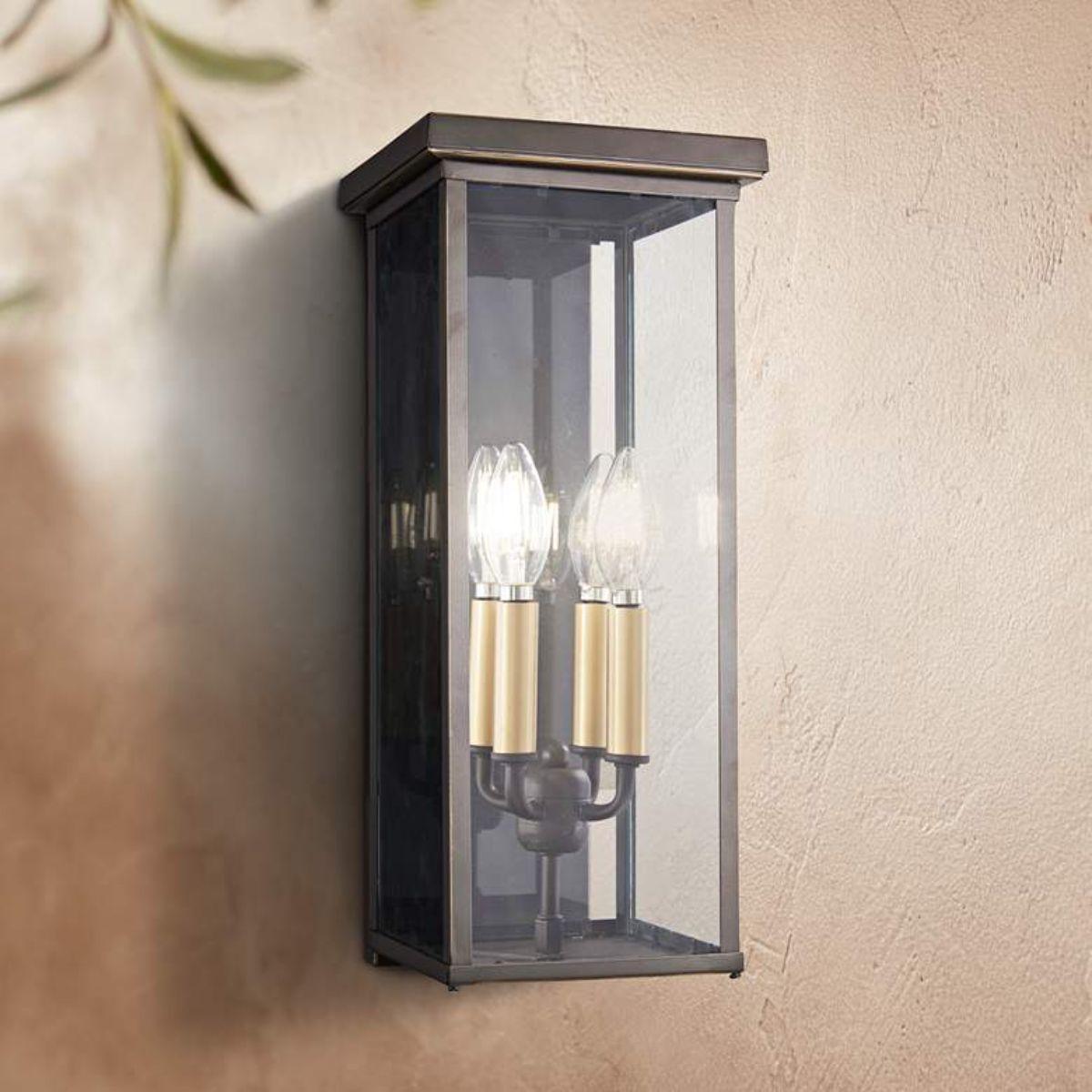 Casway 17 In. 4 Lights Outdoor Wall Lantern Oil Rubbed Bronze & Gold Finish - Bees Lighting
