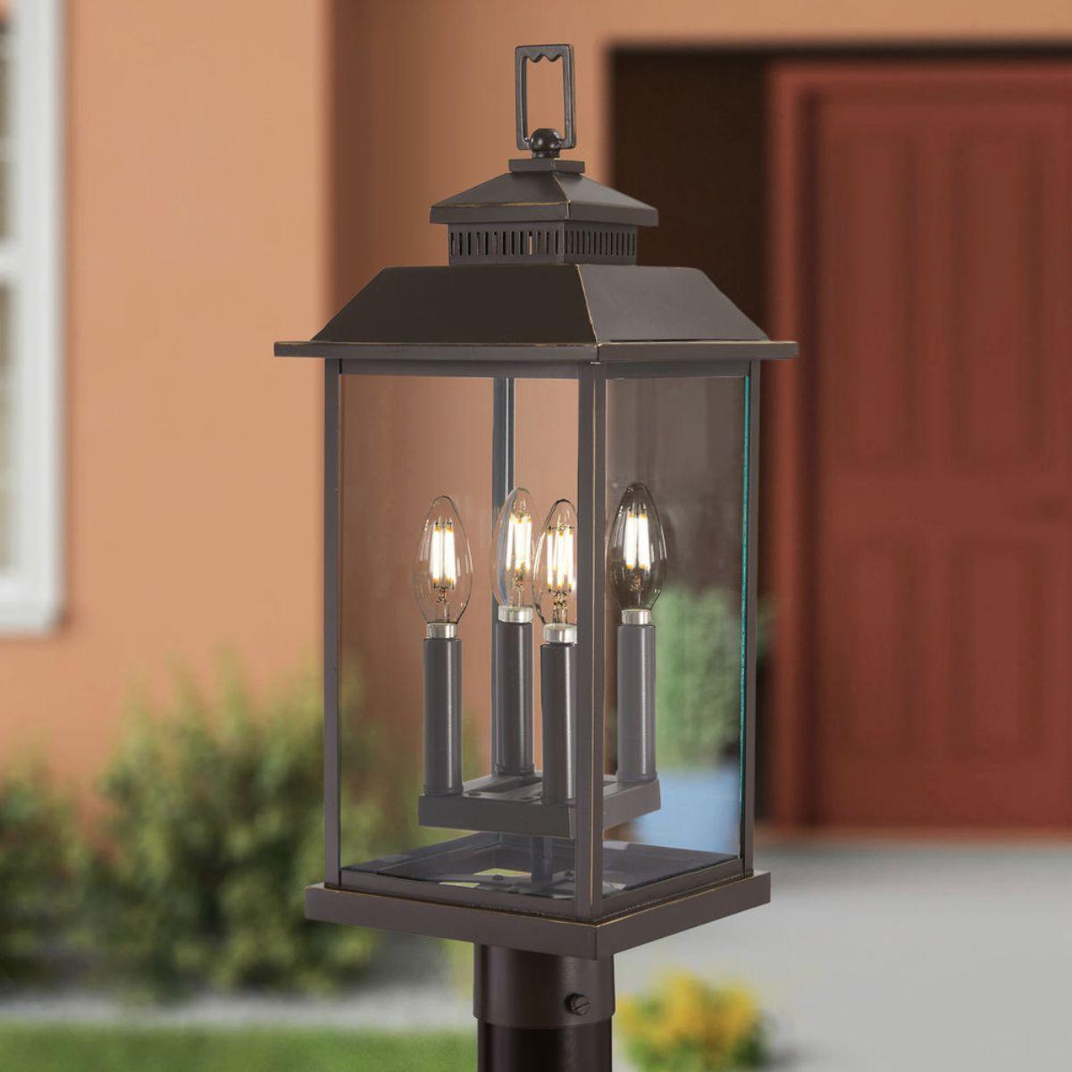 Miner's Lof 23 in. 4 lights Lantern Head Oil Rubbed Bronze & Gold finish - Bees Lighting