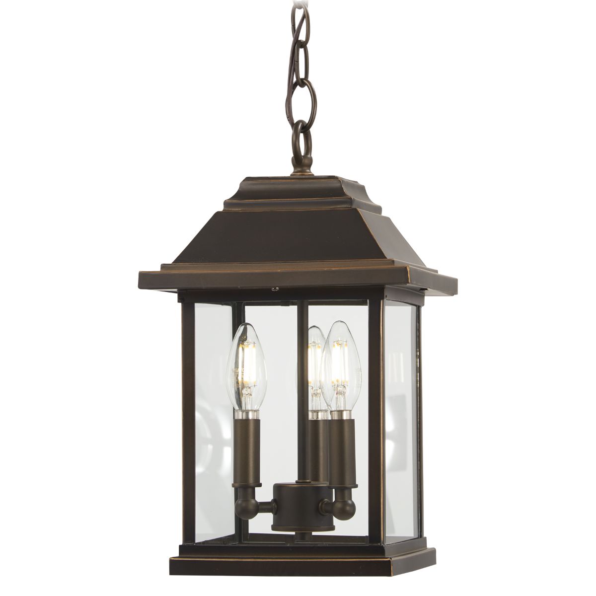 Mariner's Pointe 3 lights 9 in. Outdoor Hanging Lantern Oil Rubbed Bronze & Gold finish