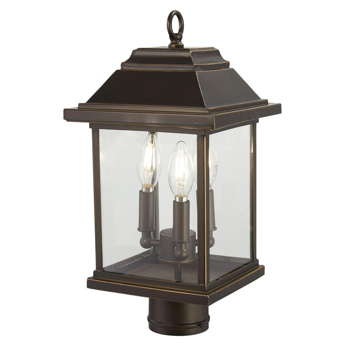 Mariner's Pointe 17 in. 3 lights Lantern Head Oil Rubbed Bronze & Gold finish