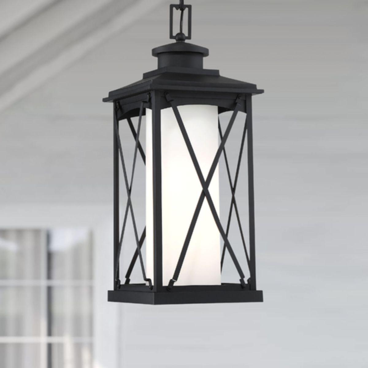 Lansdale 9 in. Outdoor Hanging Lantern Matte Black finish - Bees Lighting