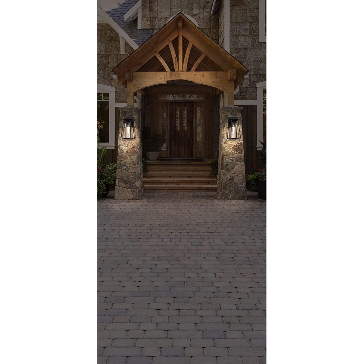 Lanister Court 13 in. Outdoor Wall Lantern Black & Gold Finish - Bees Lighting