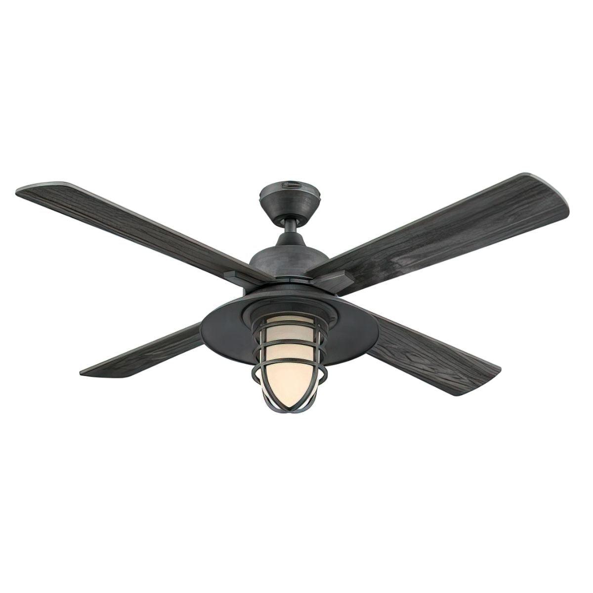 Porto 52 Inch Rustic Caged Ceiling Fan With Light And Remote - Bees Lighting