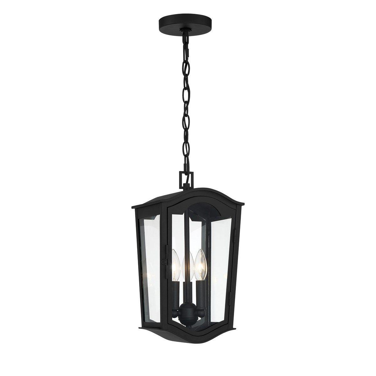 Houghton Hall 3 lights 9 in. Outdoor Hanging Lantern Black finish