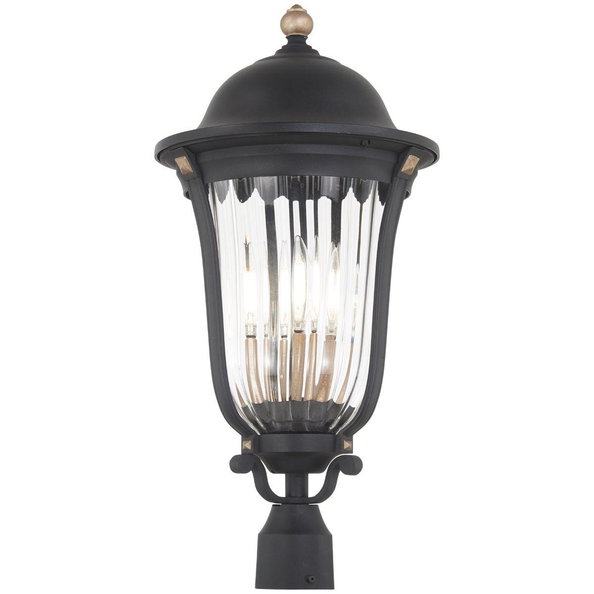 Peale Street 25 in. 4 lights Lantern Head Black & Gold finish