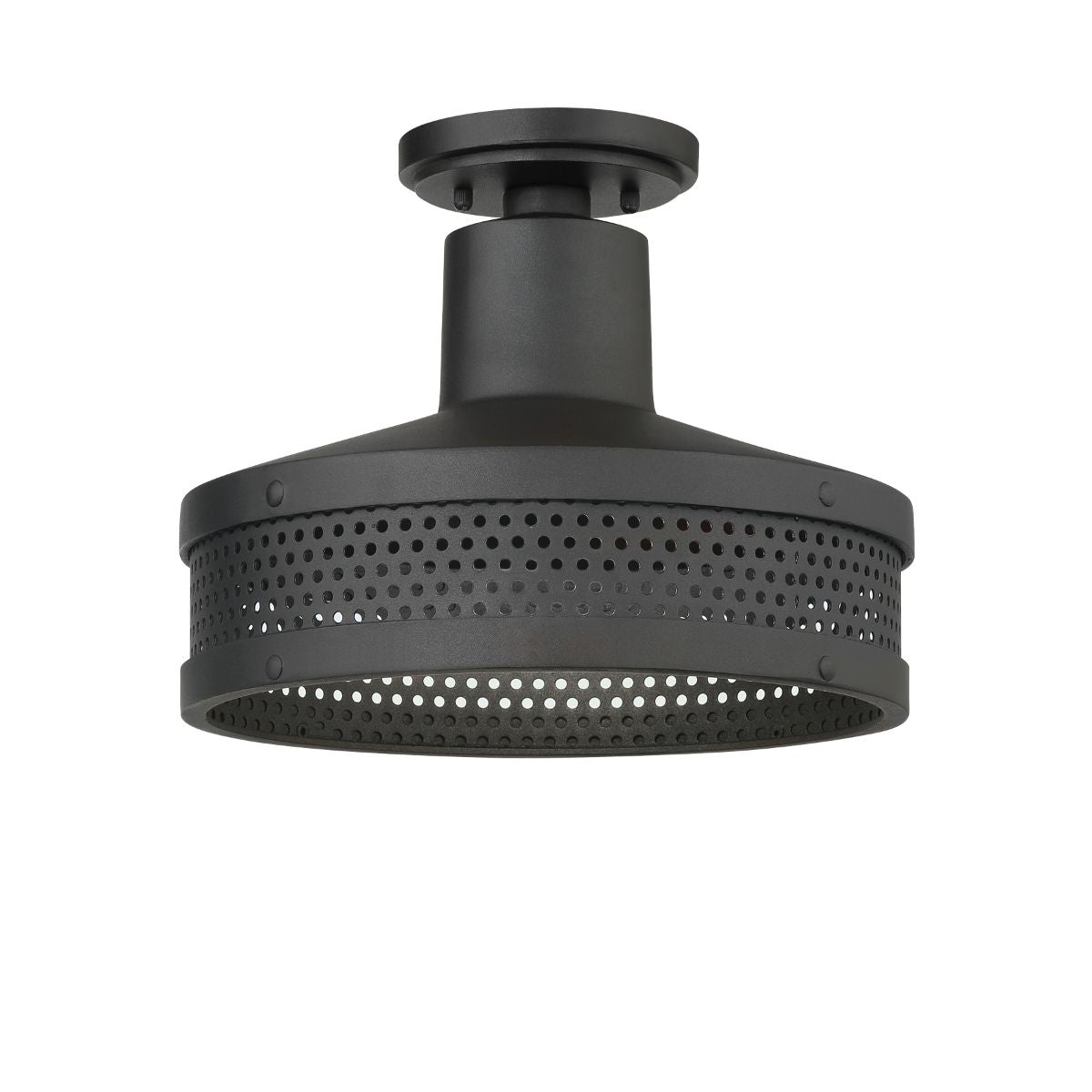 Abalone Point 12 In. Outdoor Semi Flush Mount Black Finish