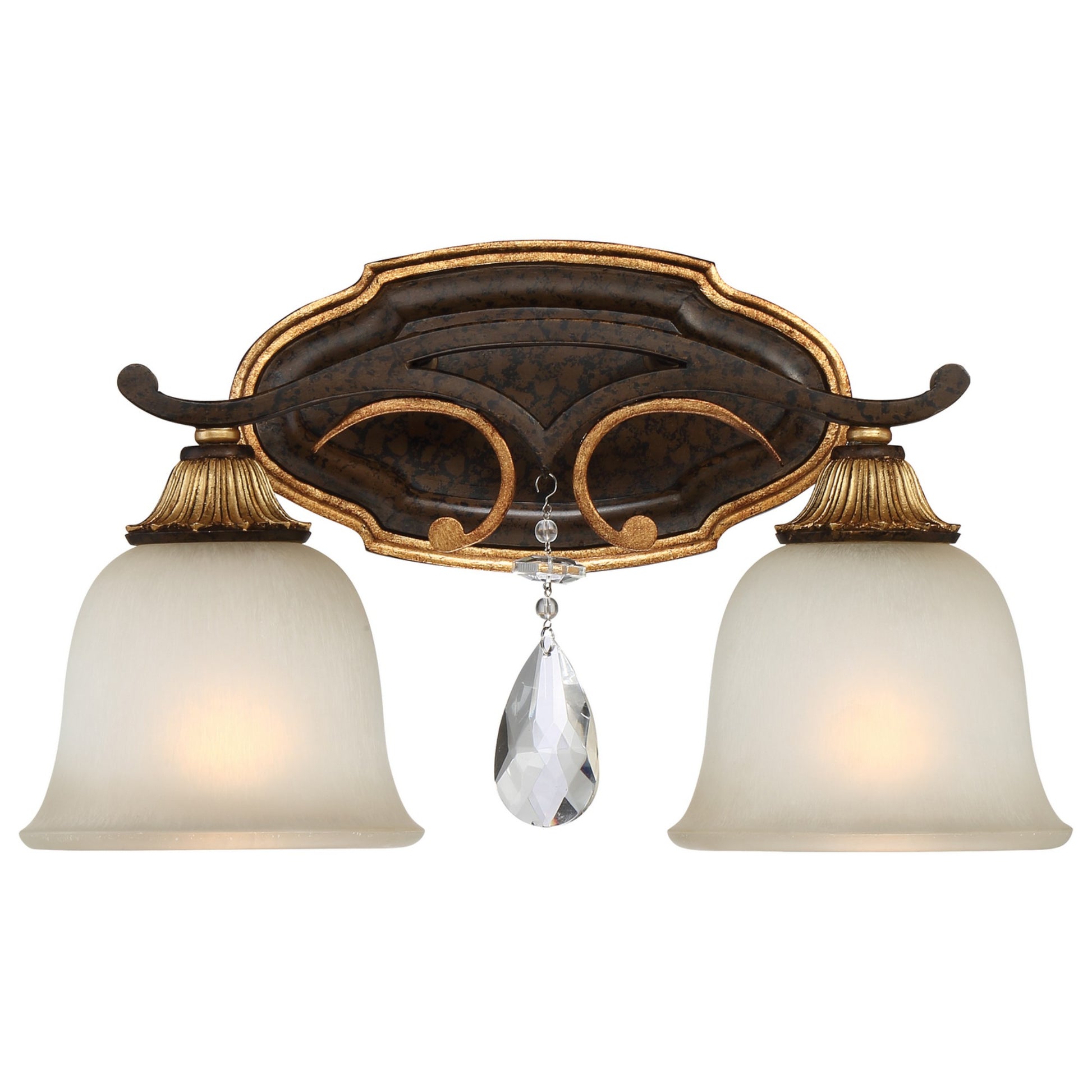 Chateau Nobles 16" 2-Light Bath Vanity, Raven Bronze & Sunburst Gold Highlights - Bees Lighting