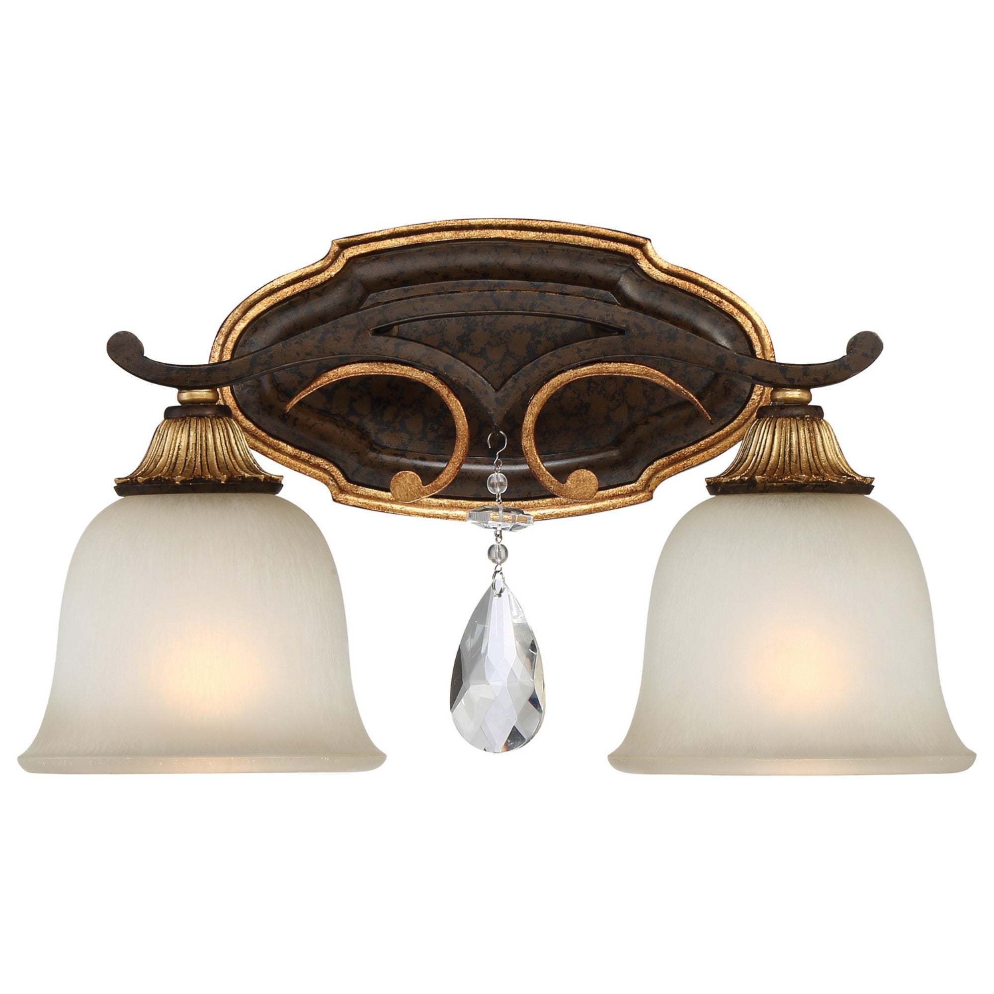 Chateau Nobles 16" 2-Light Bath Vanity, Raven Bronze & Sunburst Gold Highlights - Bees Lighting