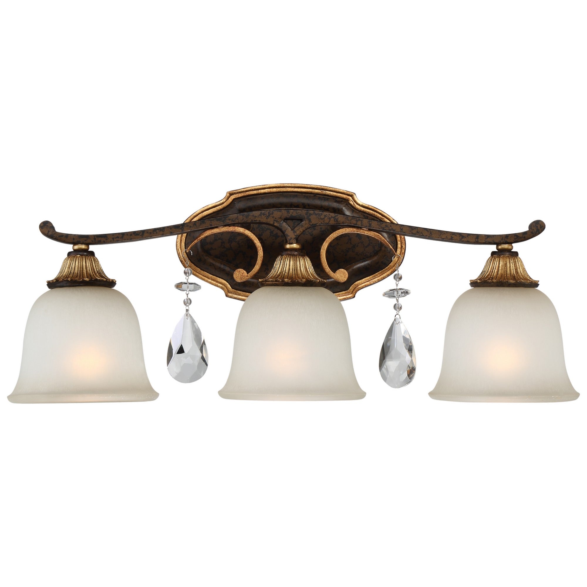 Chateau Nobles 24" 3-Light Bath Vanity, Raven Bronze & Sunburst Gold Highlights - Bees Lighting
