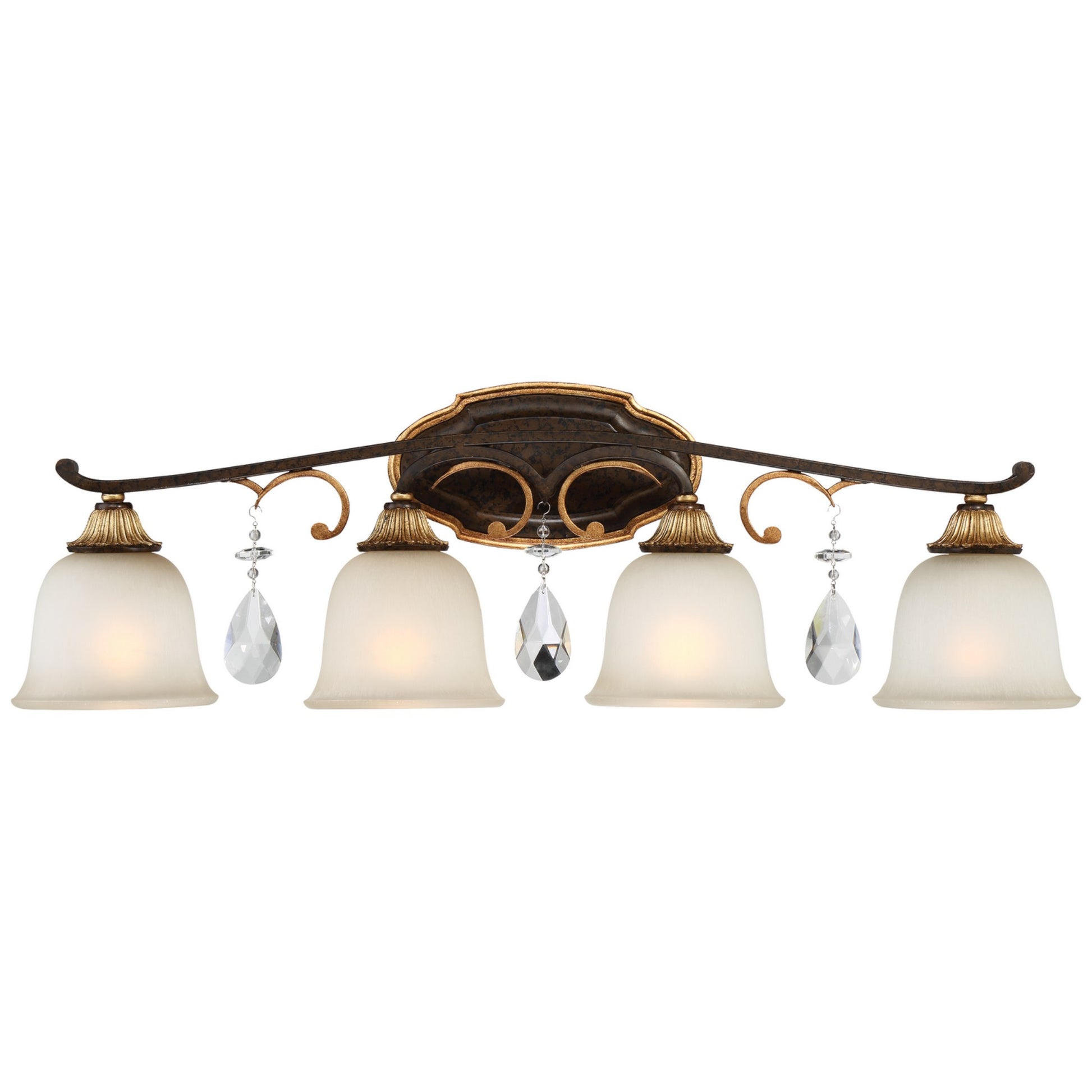 Chateau Nobles 33" 4-Light Bath Vanity, Raven Bronze & Sunburst Gold Highlights - Bees Lighting