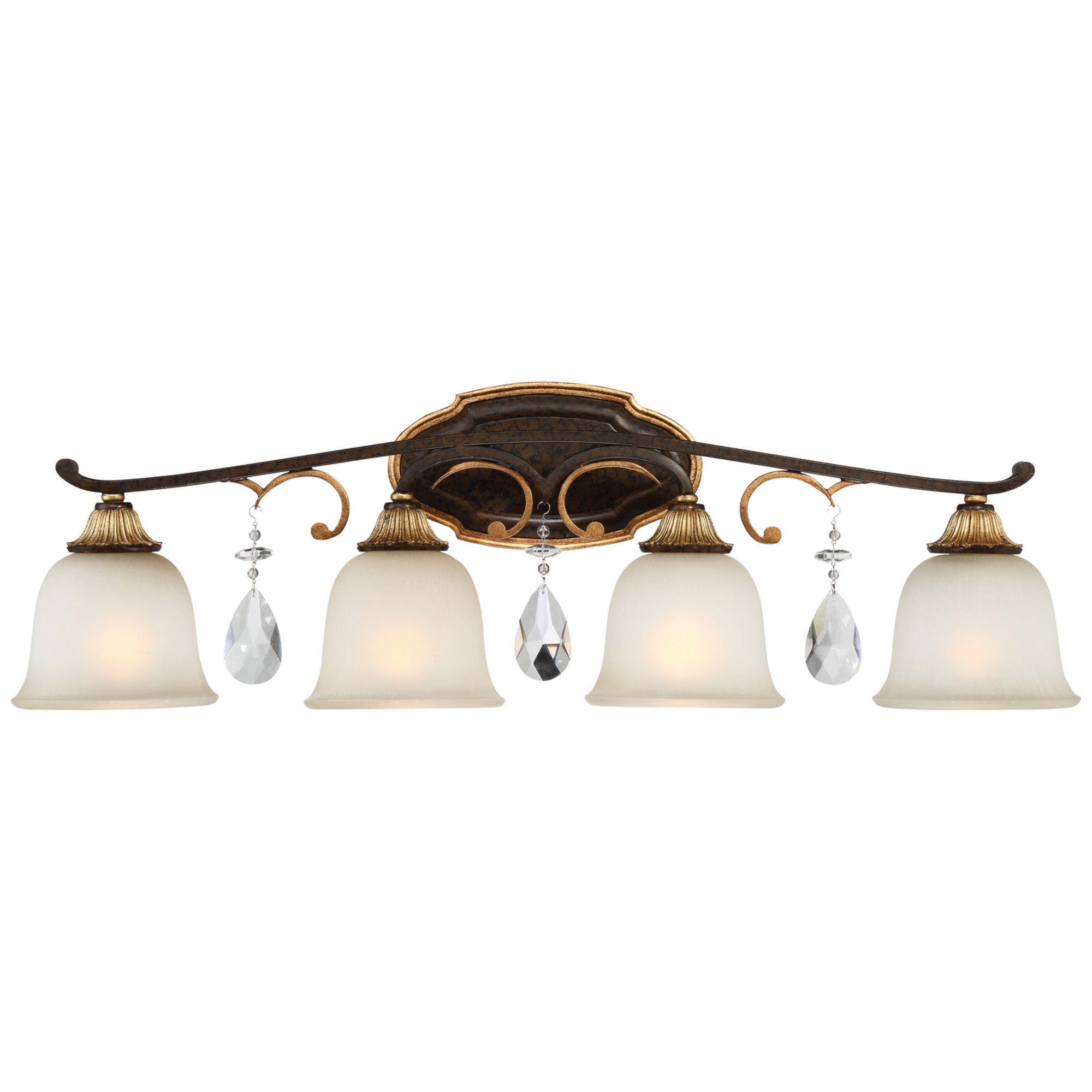 Chateau Nobles 33" 4-Light Bath Vanity, Raven Bronze & Sunburst Gold Highlights - Bees Lighting