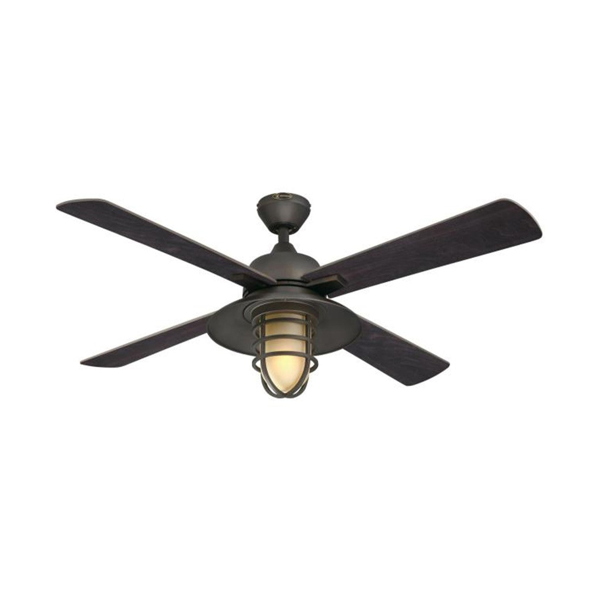 Porto 52 Inch Rustic Caged Smart Ceiling Fan With Light And Remote, Black/Bronze Finish - Bees Lighting