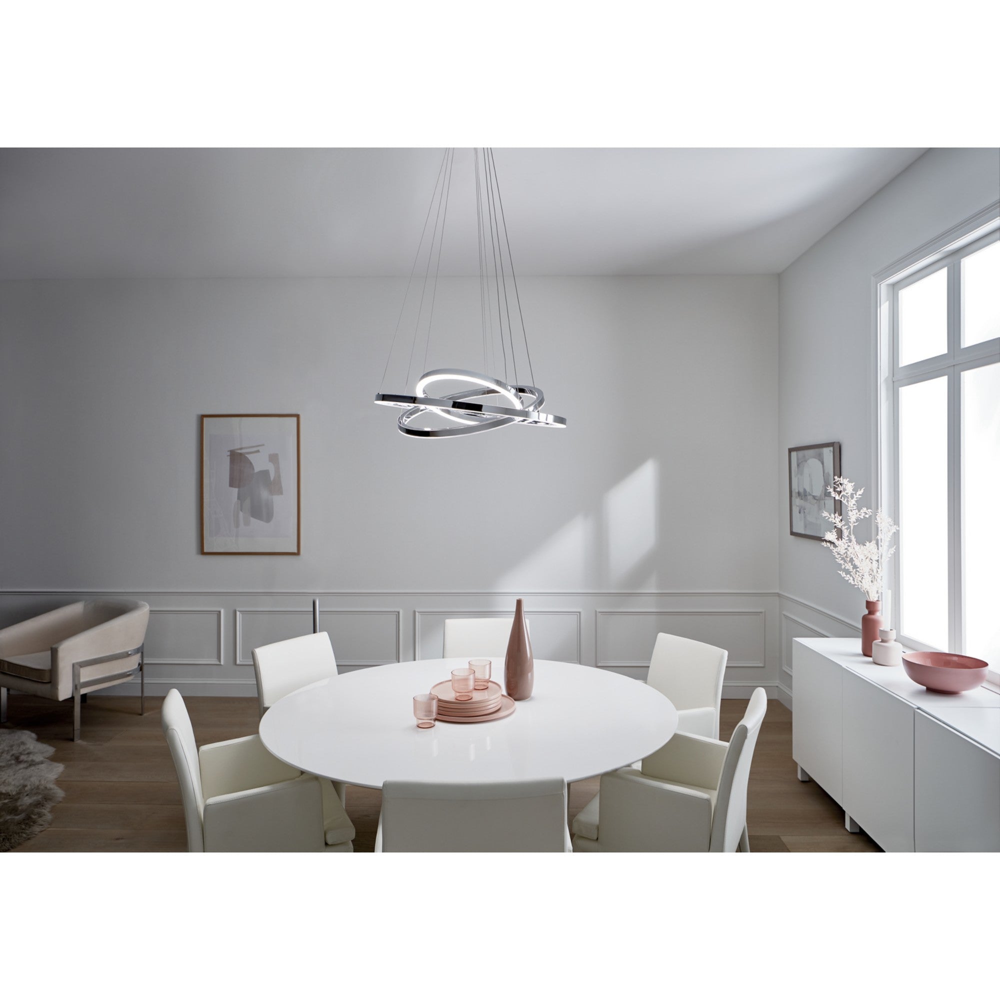 Opus 32" LED Chandelier, Chrome Finish - Bees Lighting
