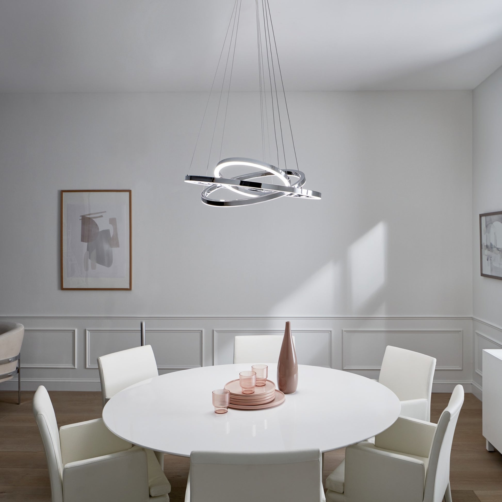 Opus 32" LED Chandelier, Chrome Finish - Bees Lighting