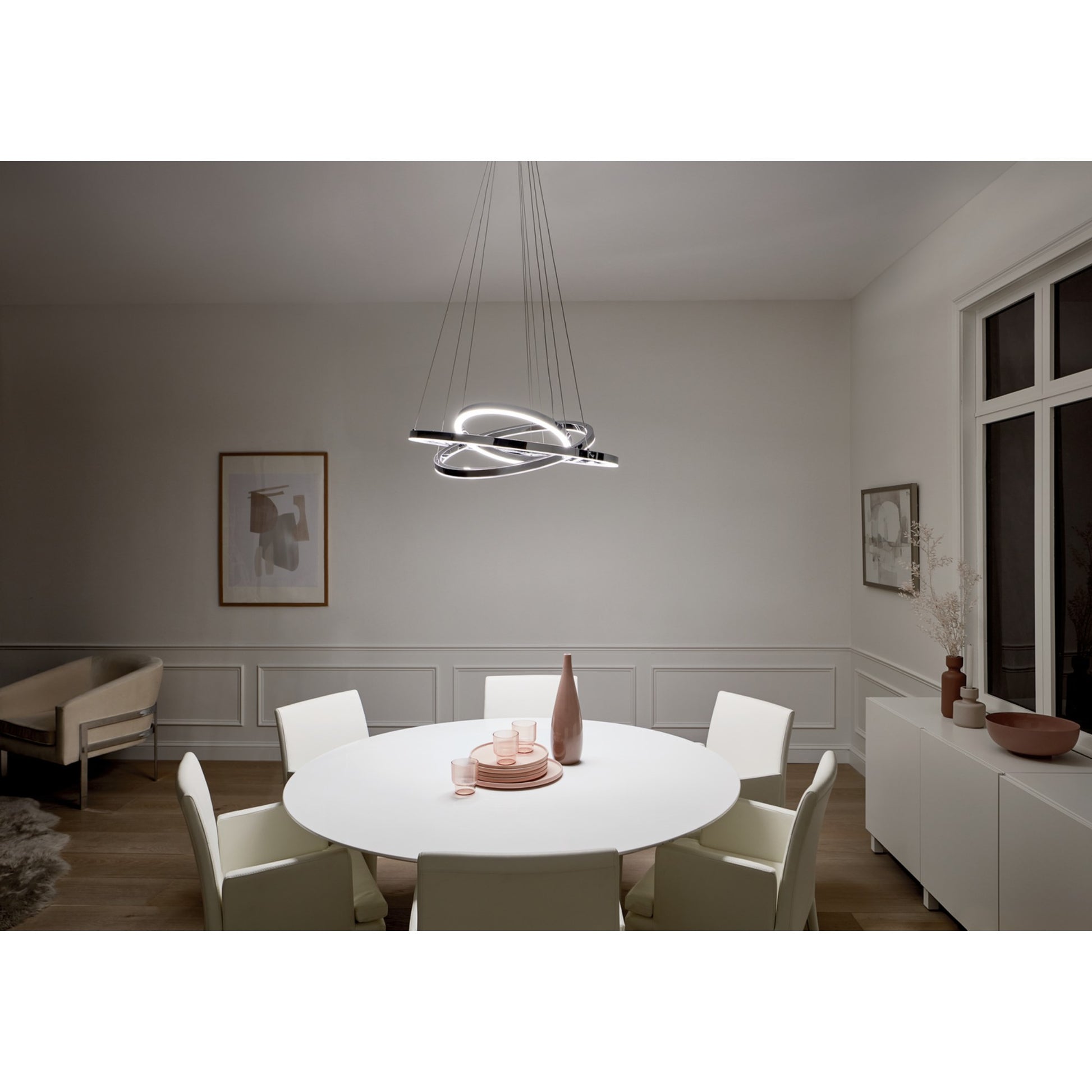 Opus 32" LED Chandelier, Chrome Finish - Bees Lighting